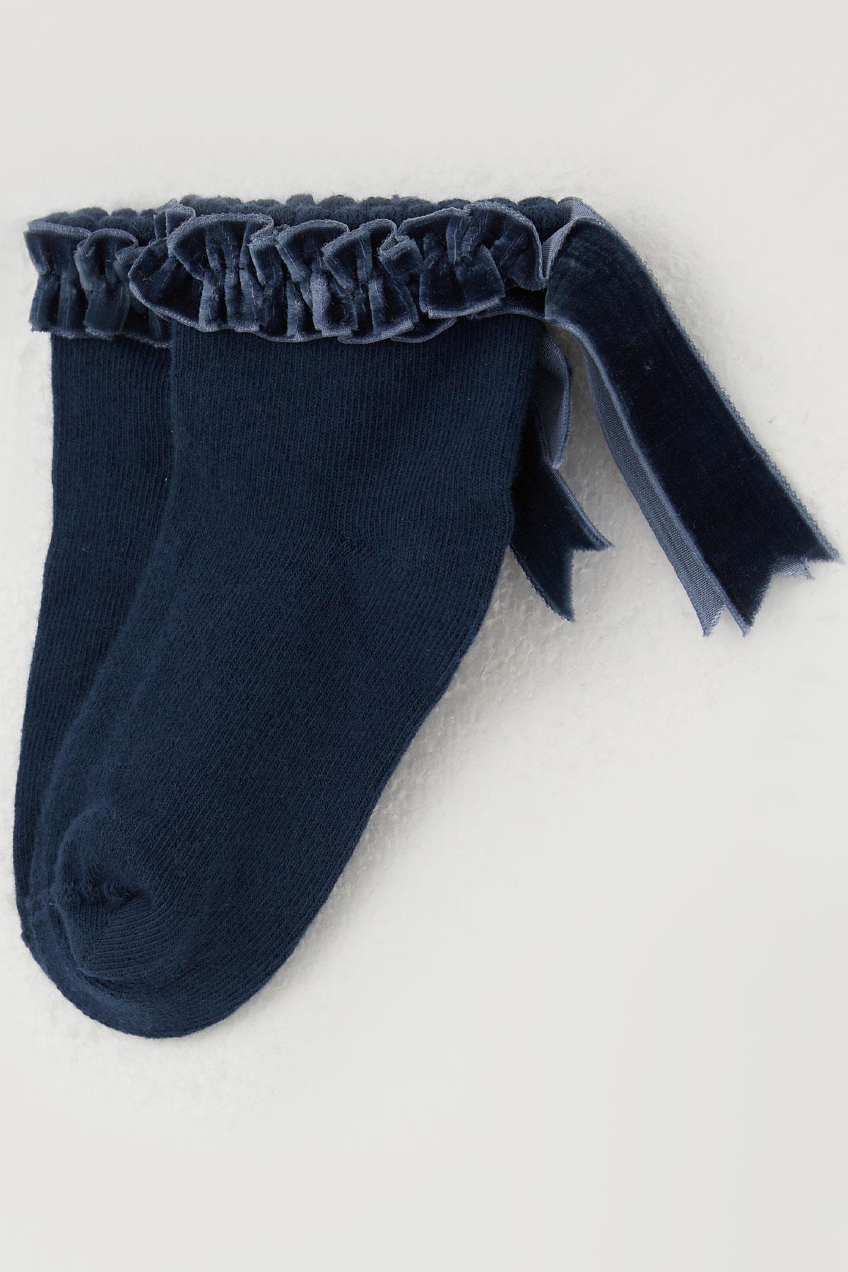 Katamino Kız Çocuk Soket Çorap Bilek Kısmı Fırfır Detaylı Lacivert (1-12 Yaş)