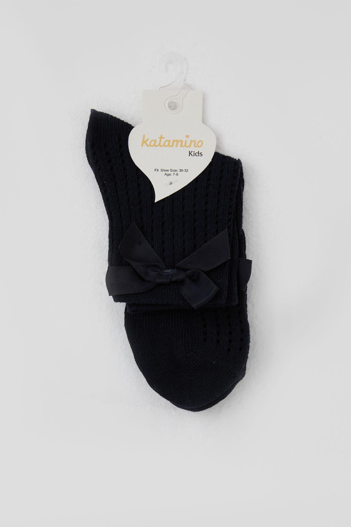 Katamino Kız Çocuk Soket Çorap File Detaylı Lacivert (7-10 Yaş)