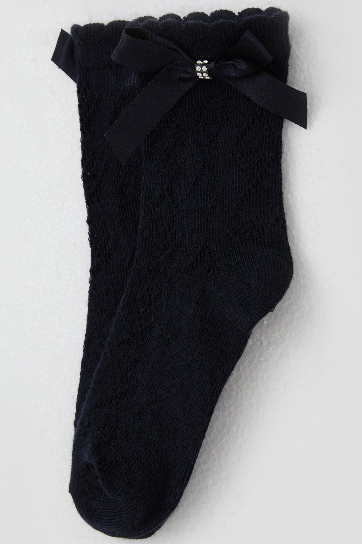 Katamino Kız Çocuk Soket Çorap File Detaylı Lacivert (7-10 Yaş)