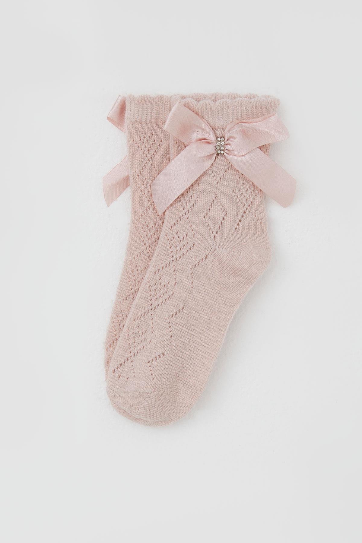 Katamino Kız Çocuk Soket Çorap File Detaylı Gülkurusu (5-10 Yaş)