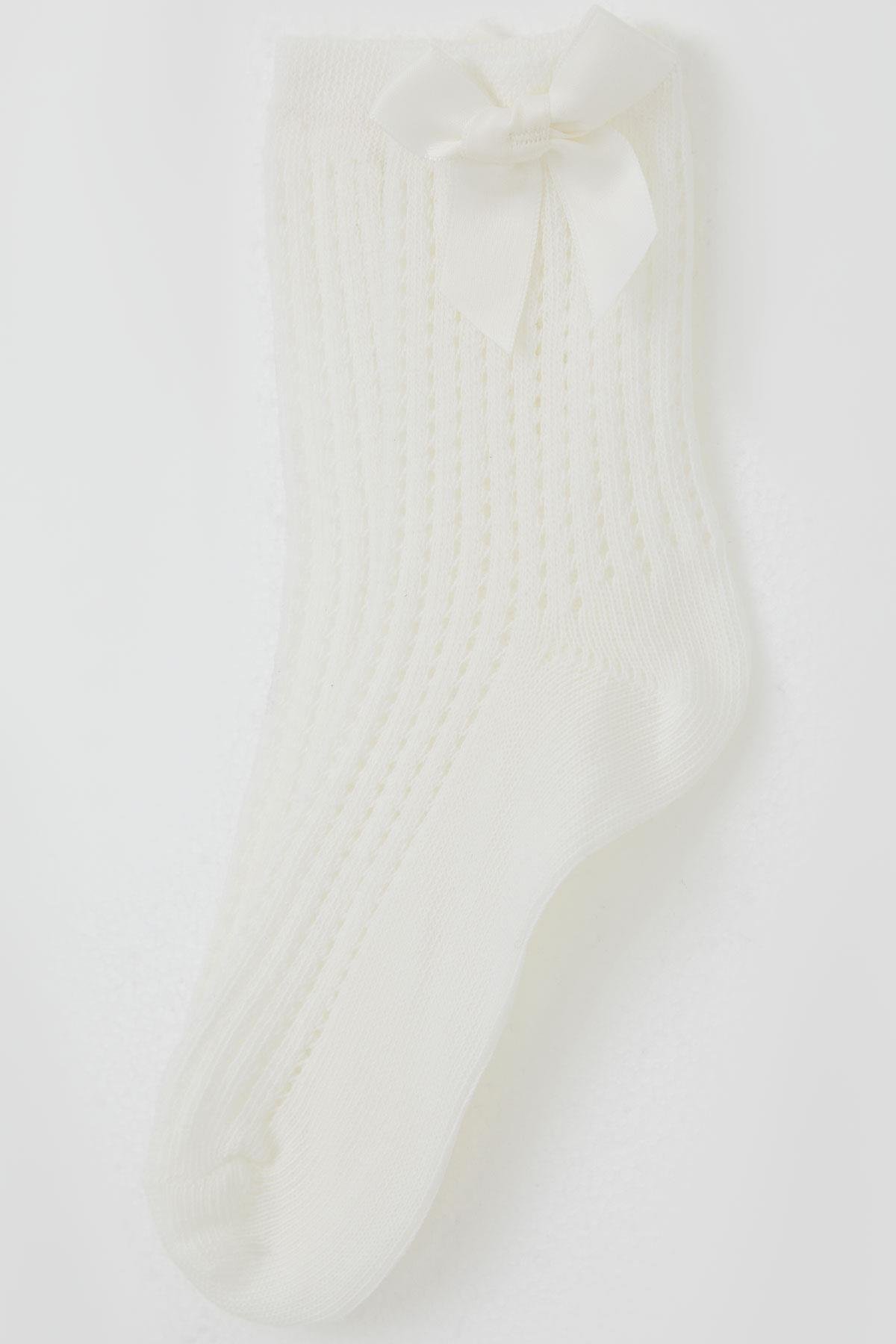 Katamino Kız Çocuk Soket Çorap File Detaylı Ekru (7-10 Yaş)