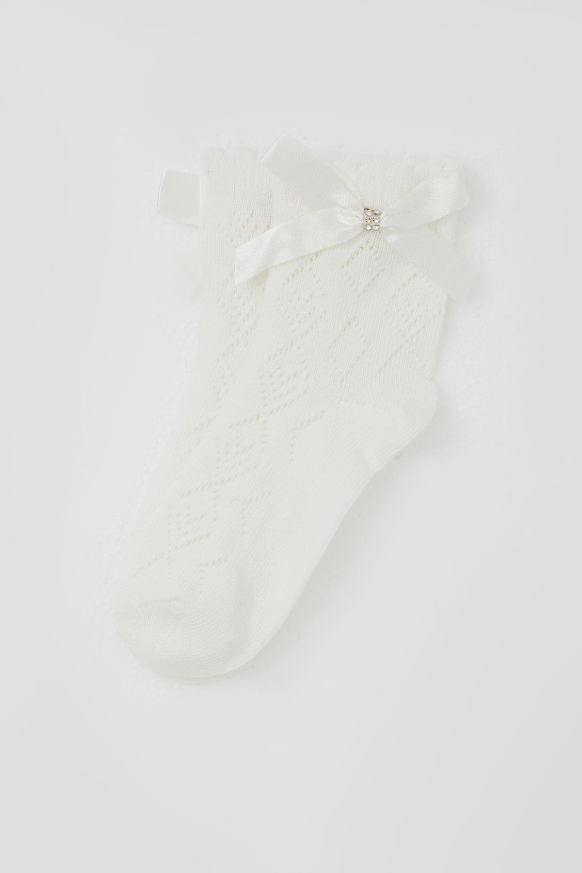 Katamino Kız Çocuk Soket Çorap File Detaylı Ekru (5-10 Yaş)