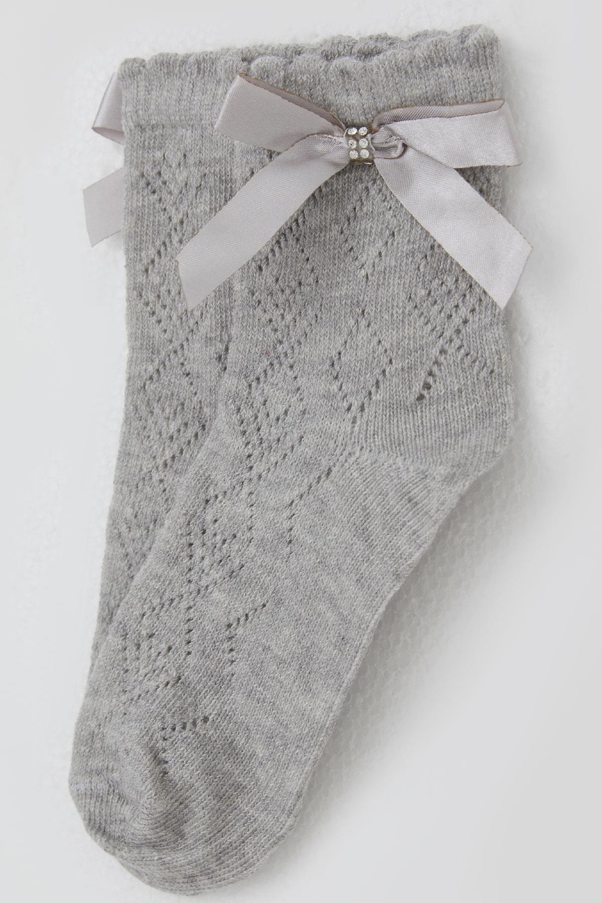 Katamino Kız Çocuk Soket Çorap File Detaylı Gri Melanj (5-10 Yaş)