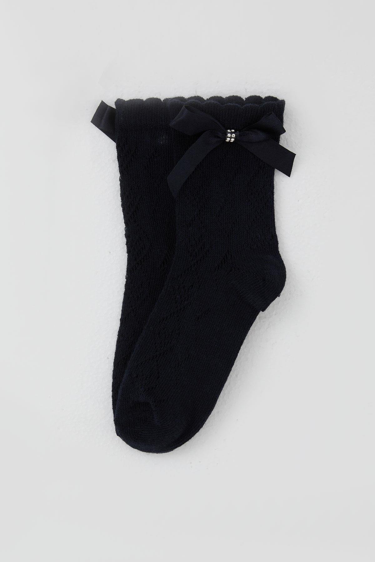 Katamino Kız Çocuk Soket Çorap File Detaylı Lacivert (7-10 Yaş)