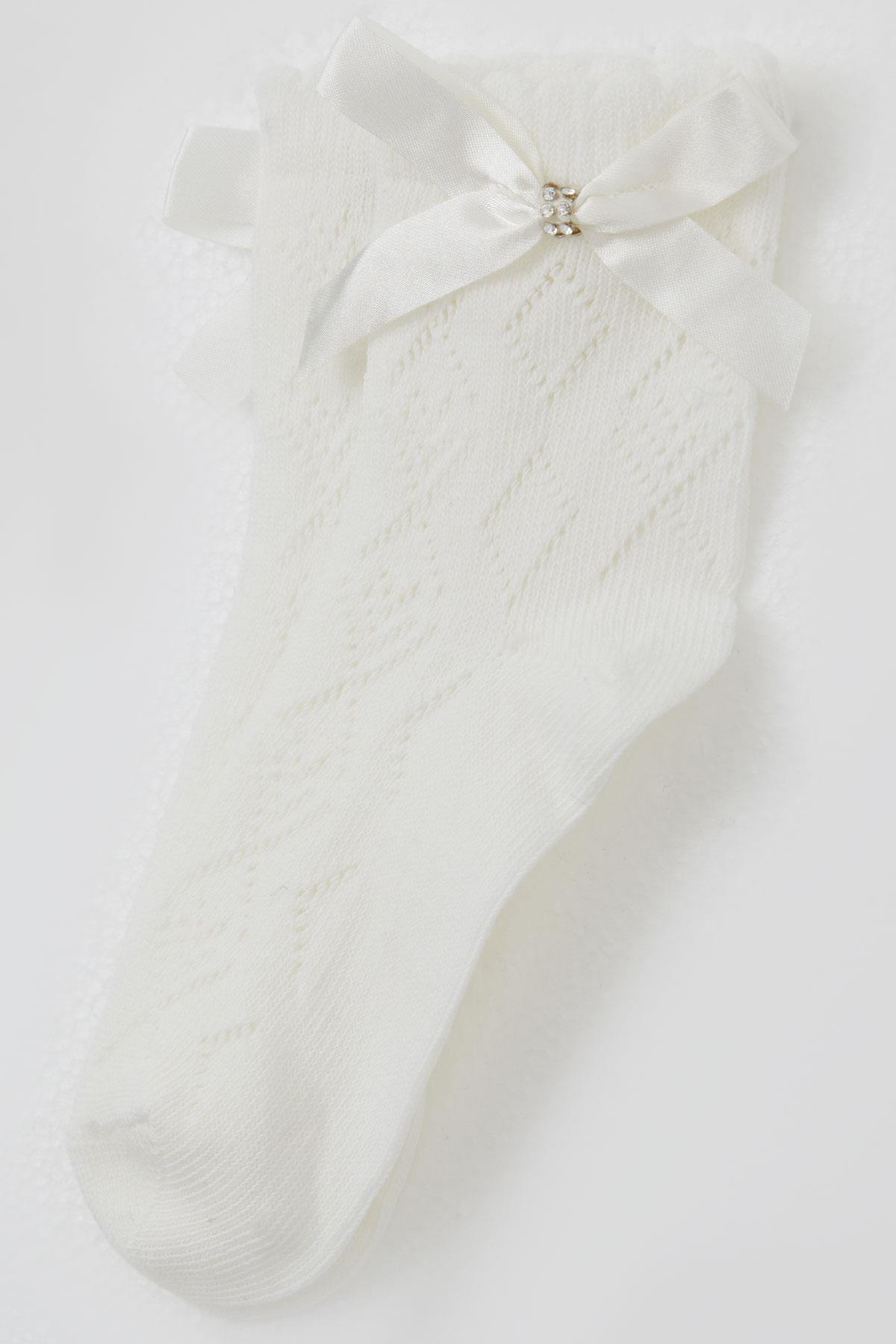 Katamino Kız Çocuk Soket Çorap File Detaylı Ekru (5-10 Yaş)