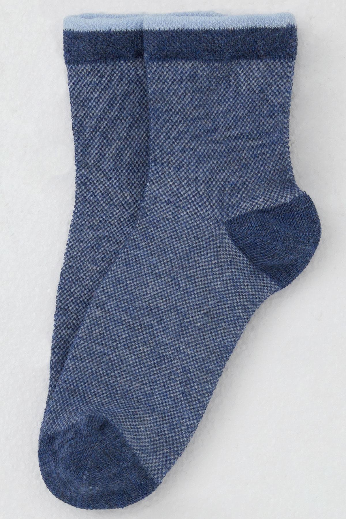 Katamino Kız Çocuk Soket Çorap Kendinden Desenli Koyu Mavi (7-16 Yaş)