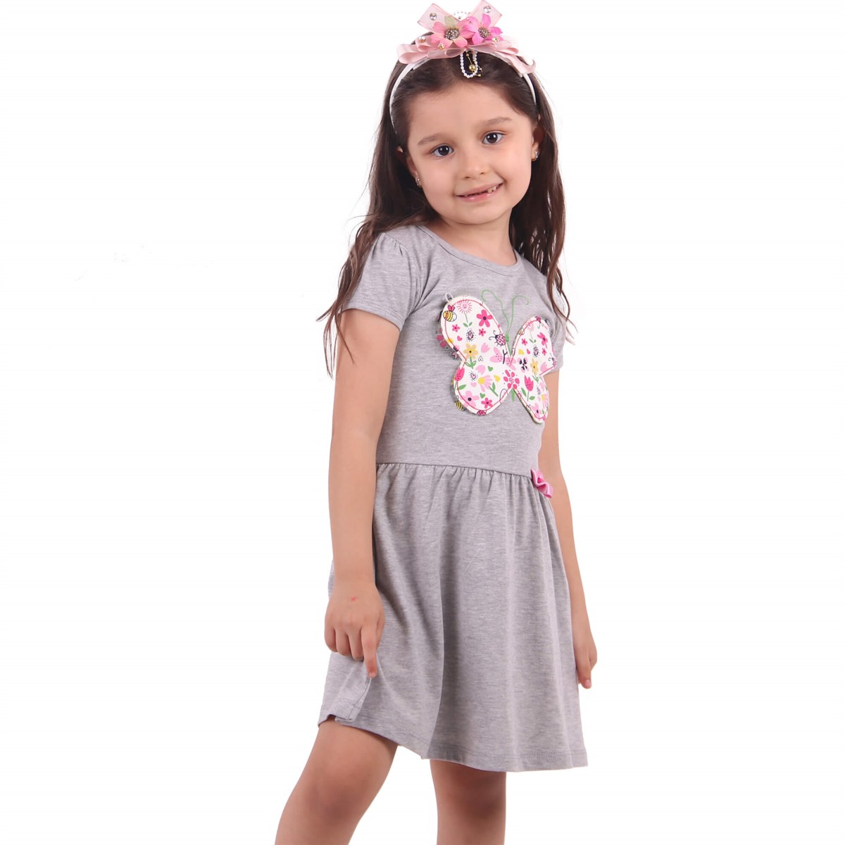 Kısa Kol Elbise ModelleriBREEZE11888-009Kelebekli Elbise