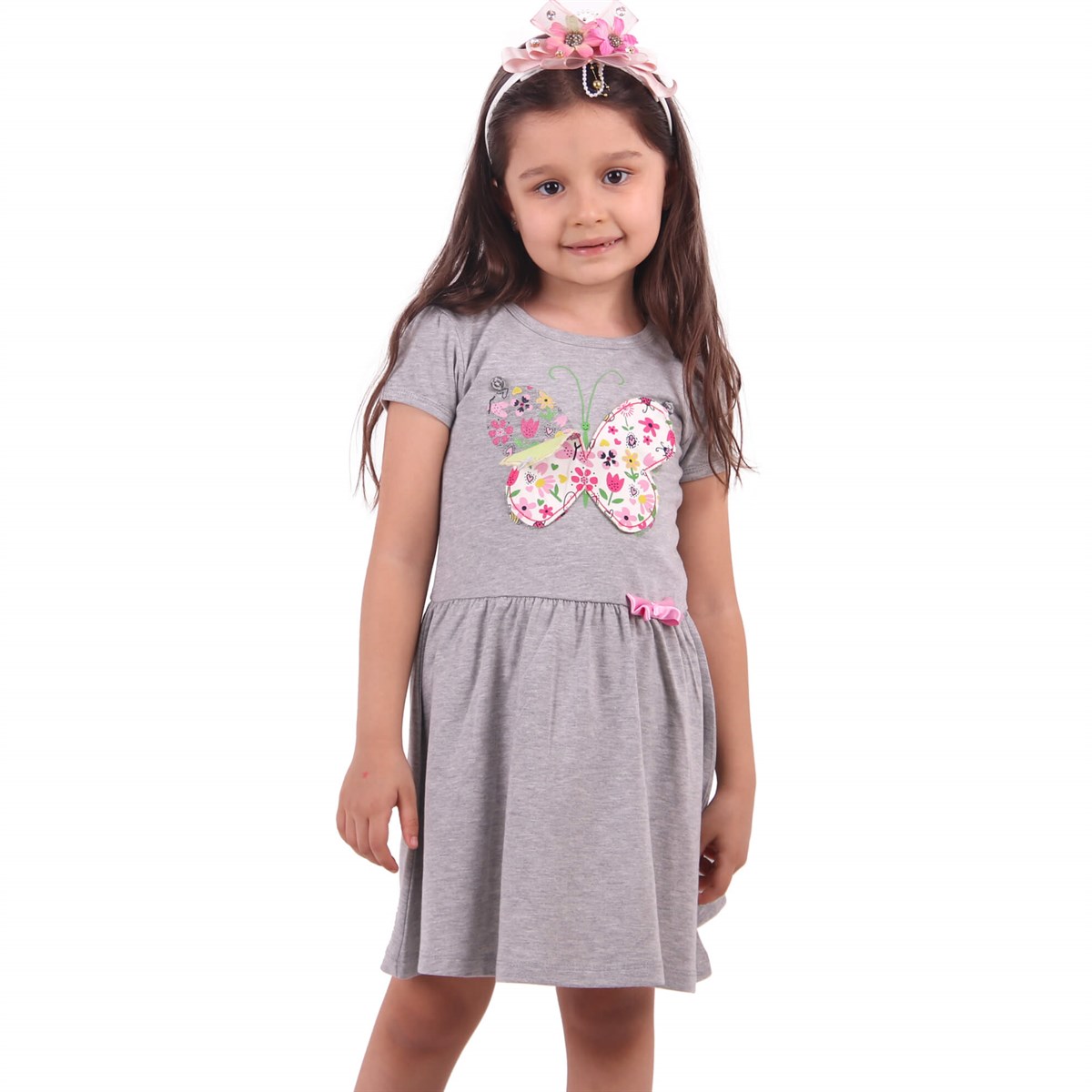 Kısa Kol Elbise ModelleriBREEZE11888-009Kelebekli Elbise