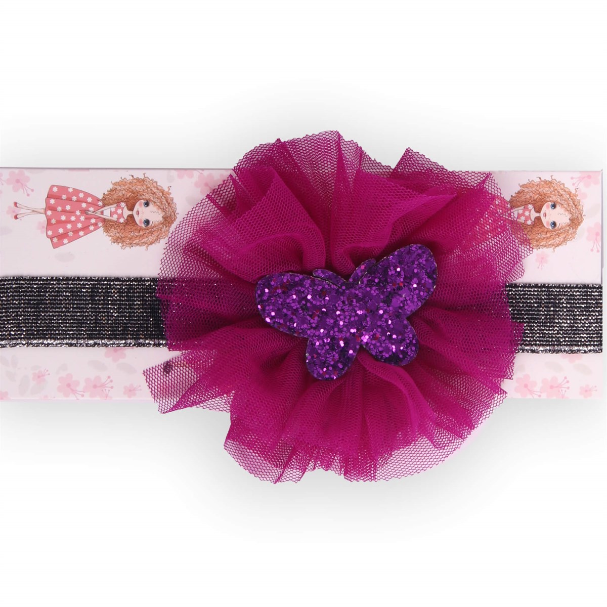 BandanaBREEZE5220cnT706-87Kelebekli Tüllü Simli Bandana