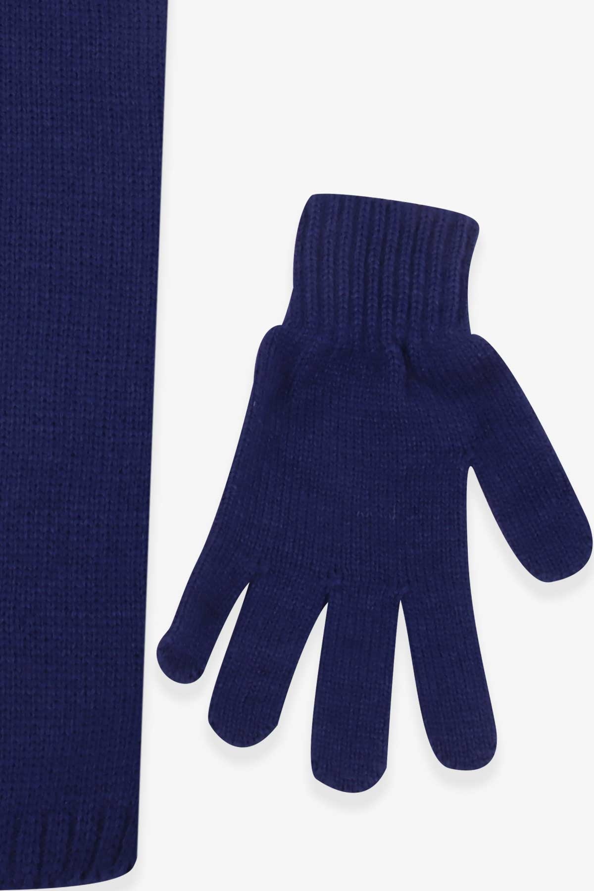 Kitti Erkek Çocuk Atkı Bere Takımı 3 lü Set Koyu Mavi (9-15 Yaş)