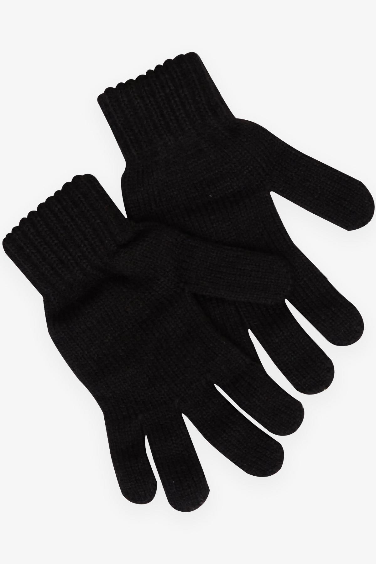 Kitti Erkek Çocuk Atkı Bere Takımı 3 lü Set Style Armalı Ponponlu Siyah (4-8 Yaş)
