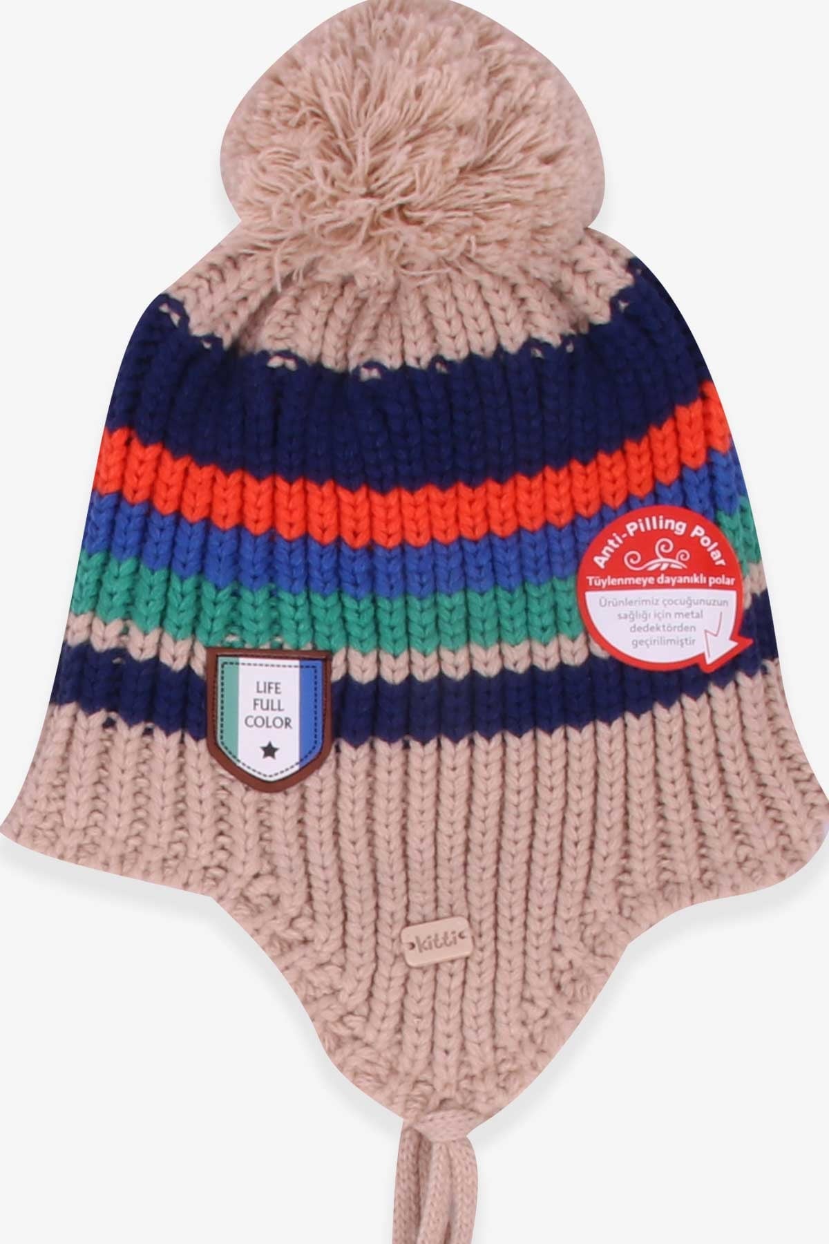 Kitti Erkek Çocuk Atkı Bere Takımı 3 lü Set Açık Kahverengi (1-4 Yaş)
