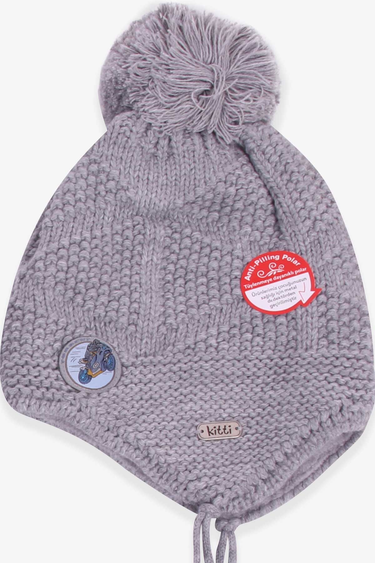 Kitti Erkek Çocuk Atkı Bere Takımı 3 lü Set Gri (4-8 Yaş)