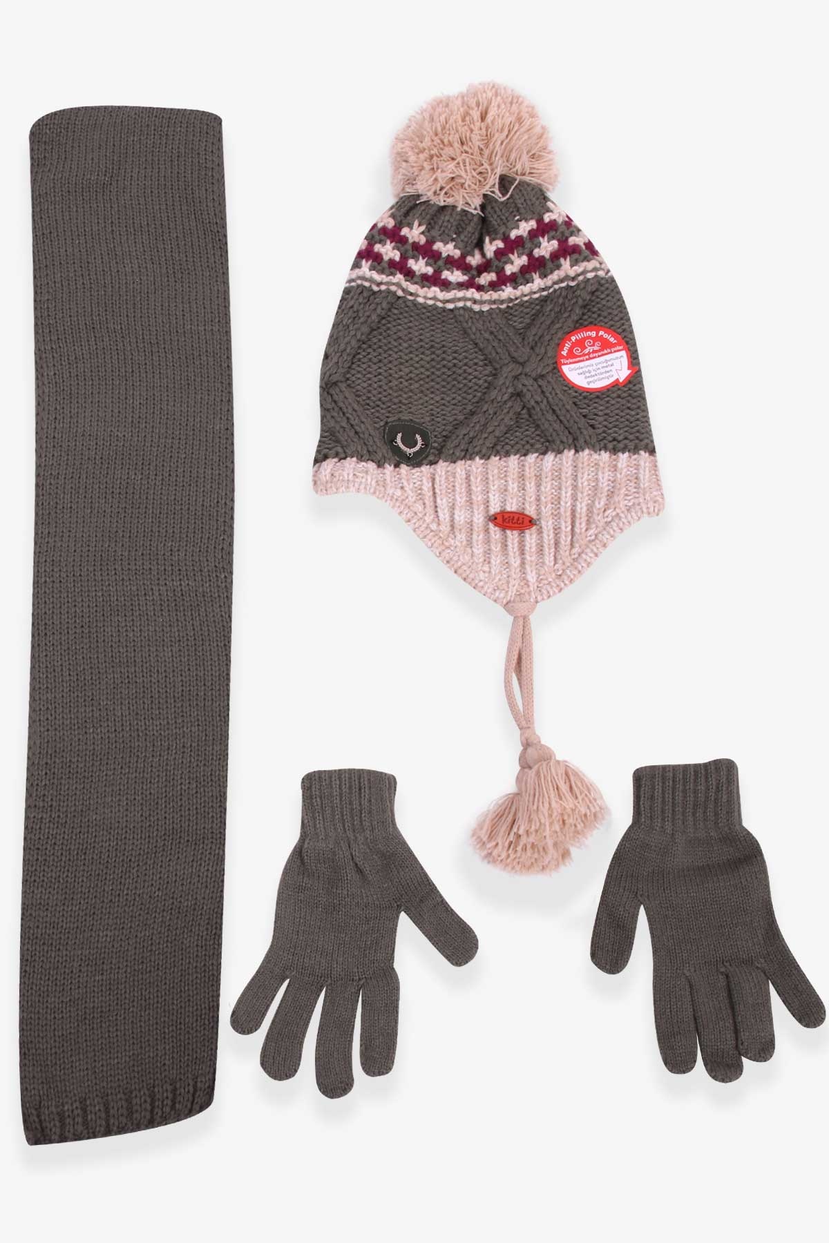 Kitti Erkek Çocuk Atkı Bere Takımı 3 lü Set Yeşil (4-8 Yaş)