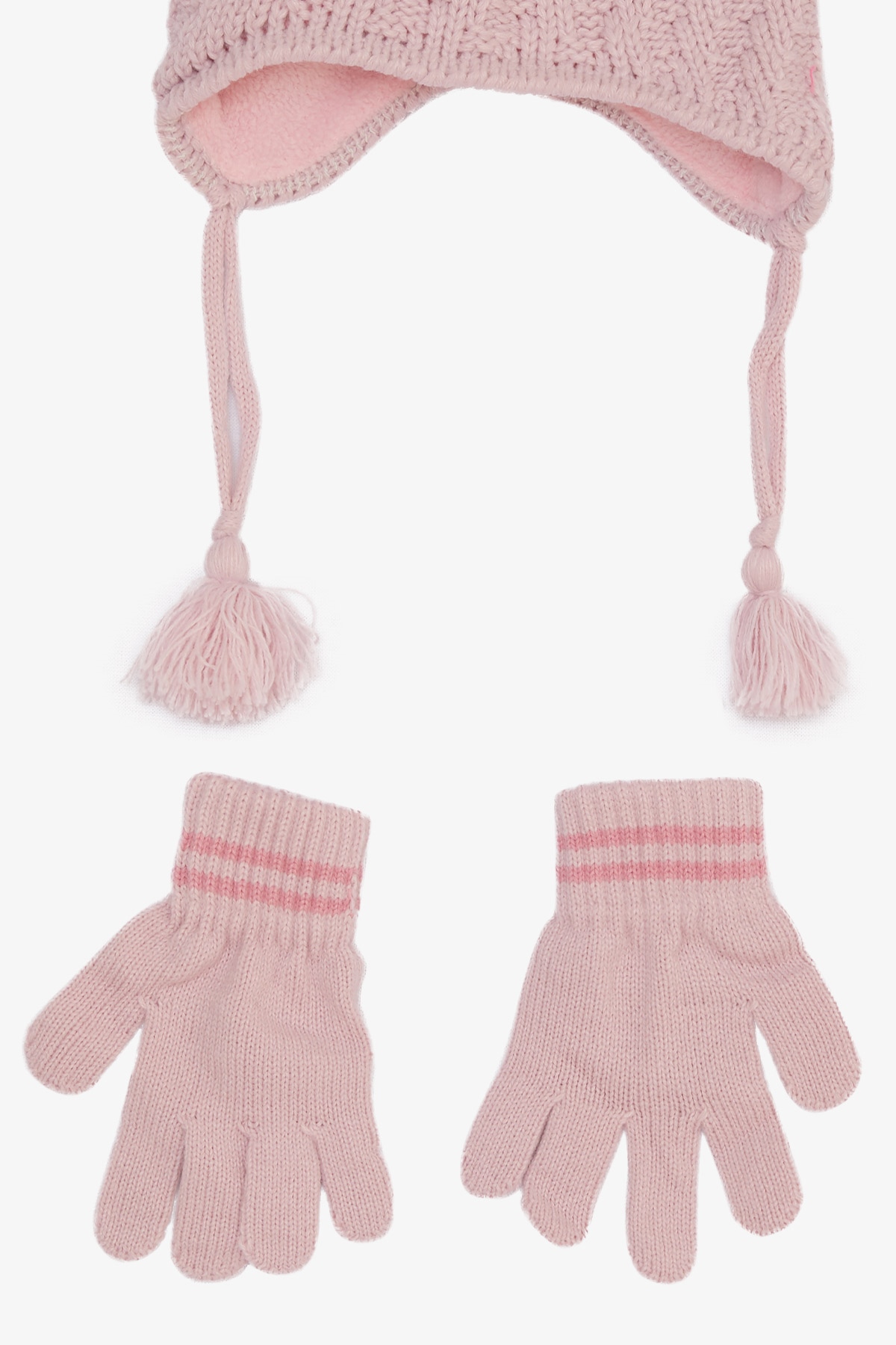 Kitti Kız Çocuk Atkı Bere Takımı 3 lü Set Lila (4-8 Yaş)