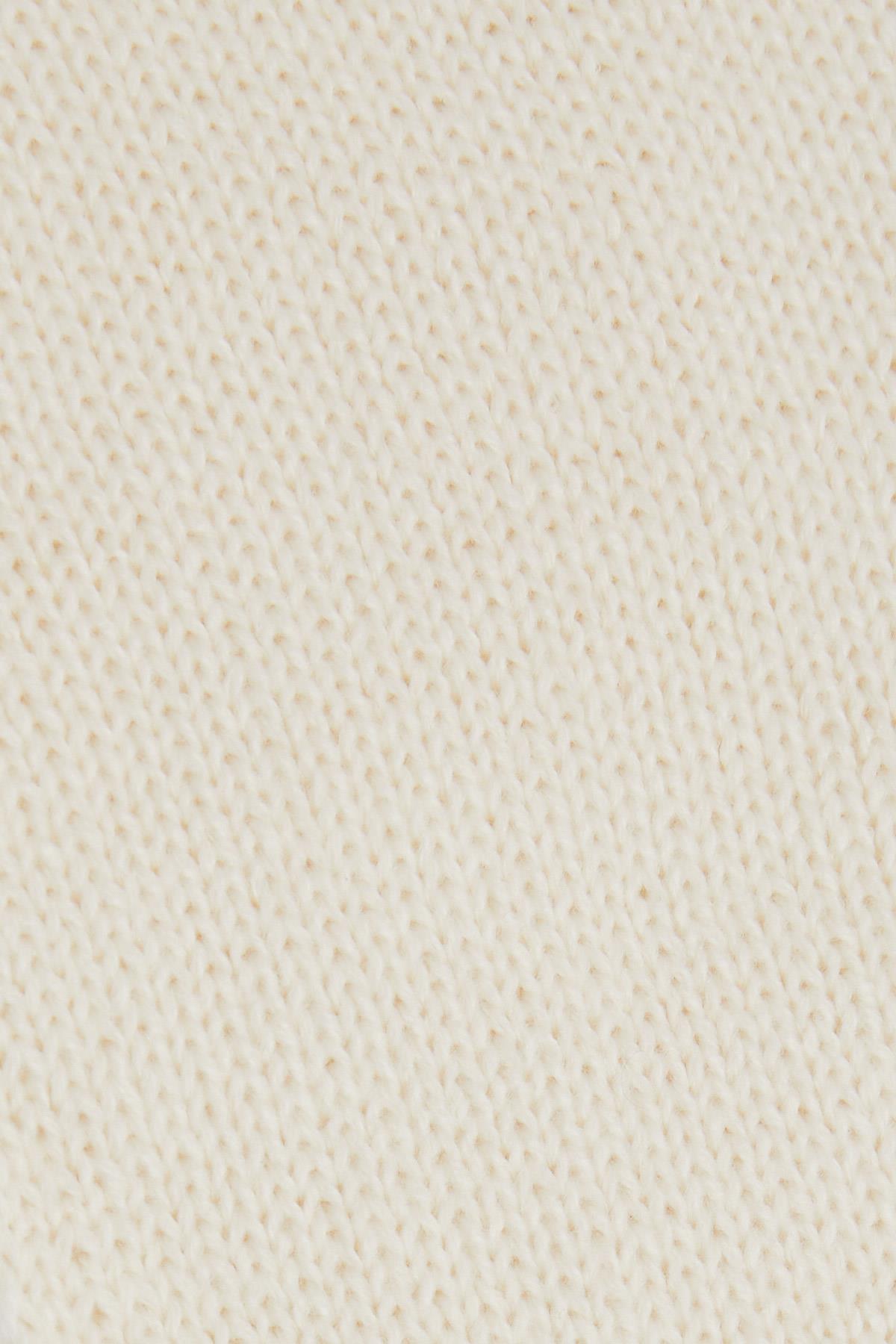 Kitti Kız Çocuk Atkı Bere Takımı 3 lü Set Armalı Çift Ponponlu Ekru (9-15 Yaş)