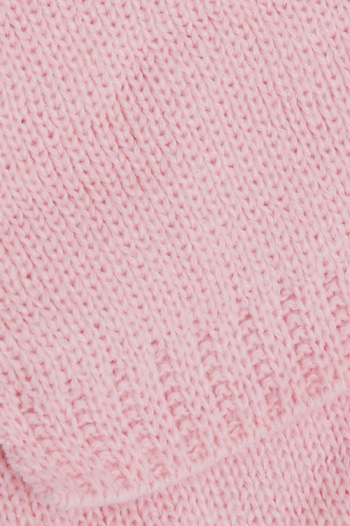 Kitti Kız Çocuk Atkı Bere Takımı 3 lü Set İncili Ponponlu Pembe (4-8 Yaş)