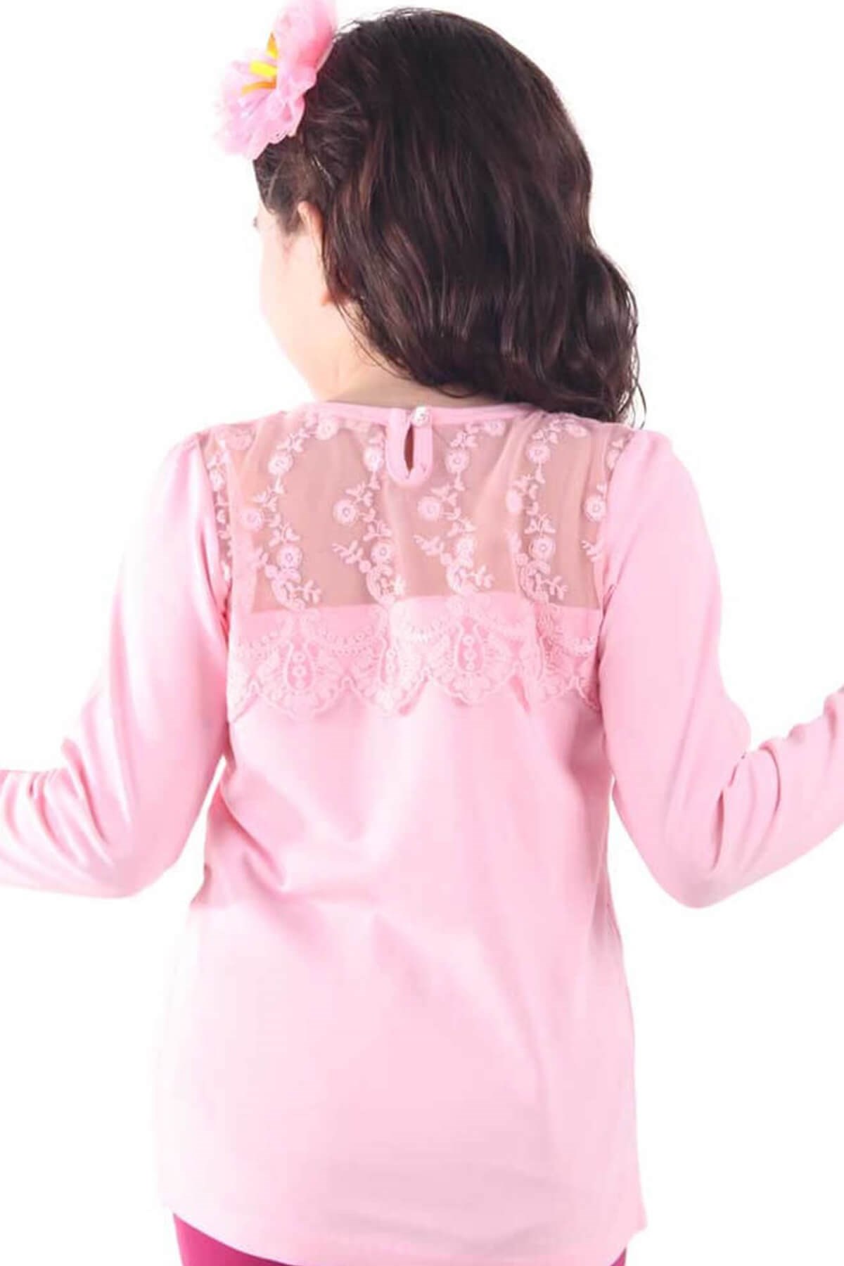 Kız Çocuk Body Güpürlü Pembe (6-12 Yaş) BREEZE