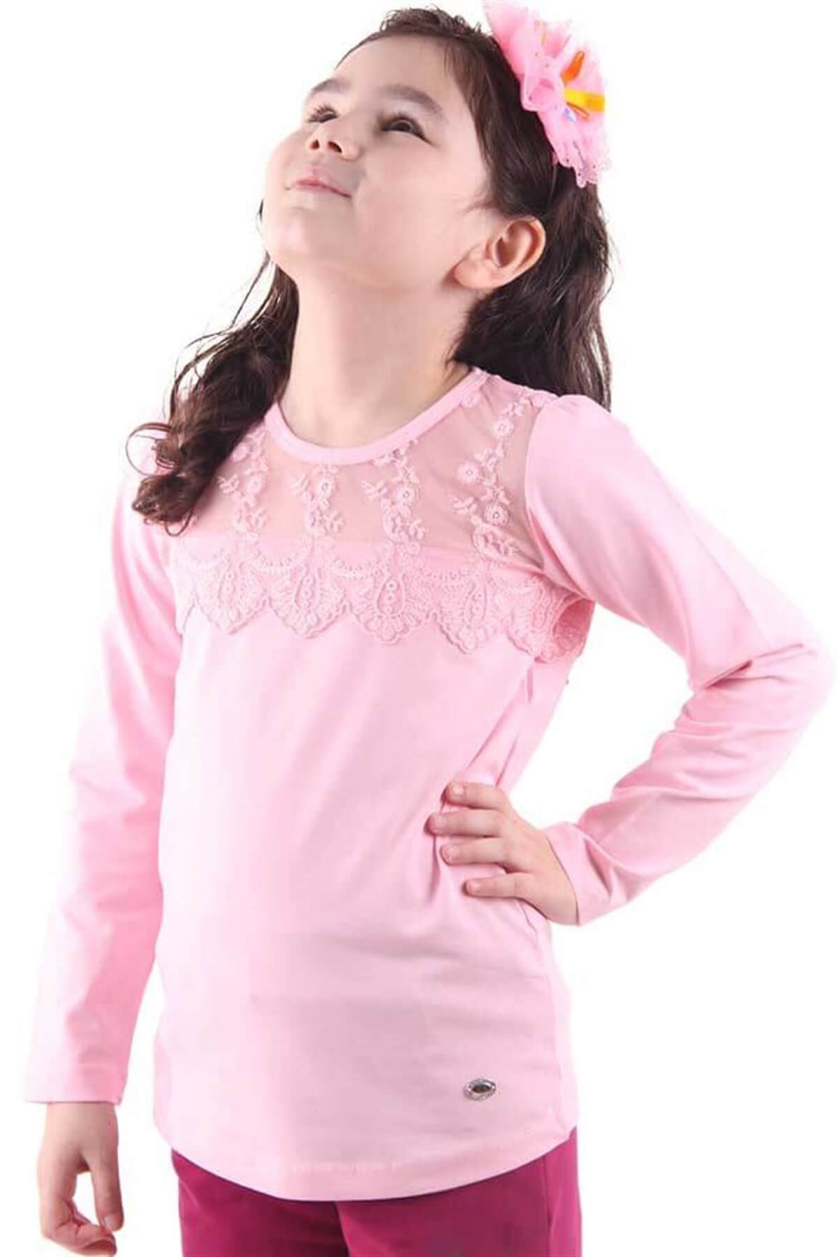 Kız Çocuk Body Güpürlü Pembe (6-12 Yaş) BREEZE