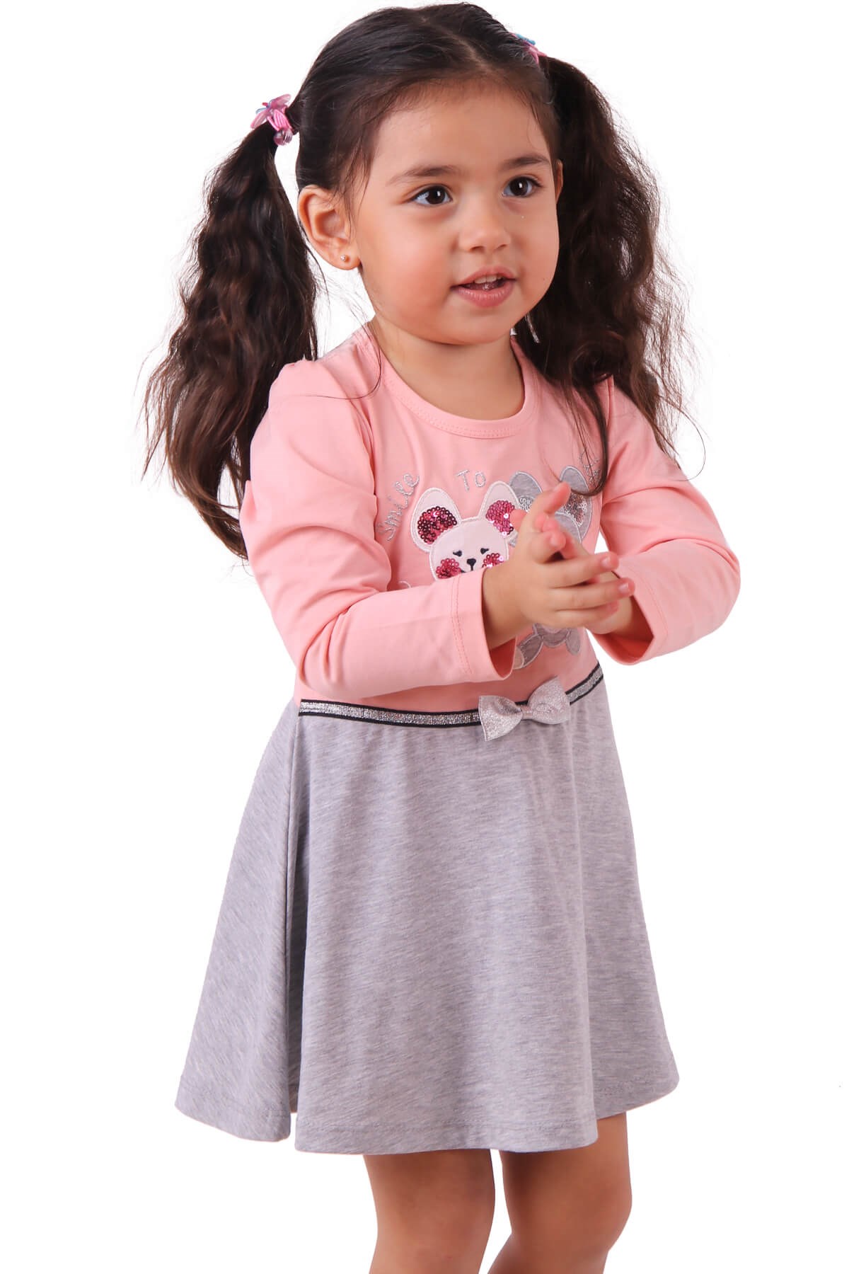Kız Çocuk Elbise Fareli Somon (1,5-5 Yaş) BREEZE