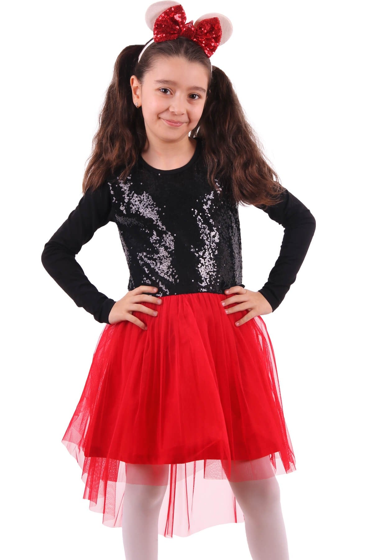 Kız Çocuk Elbise Pullu Kırmızı (5-10 Yaş) BREEZE