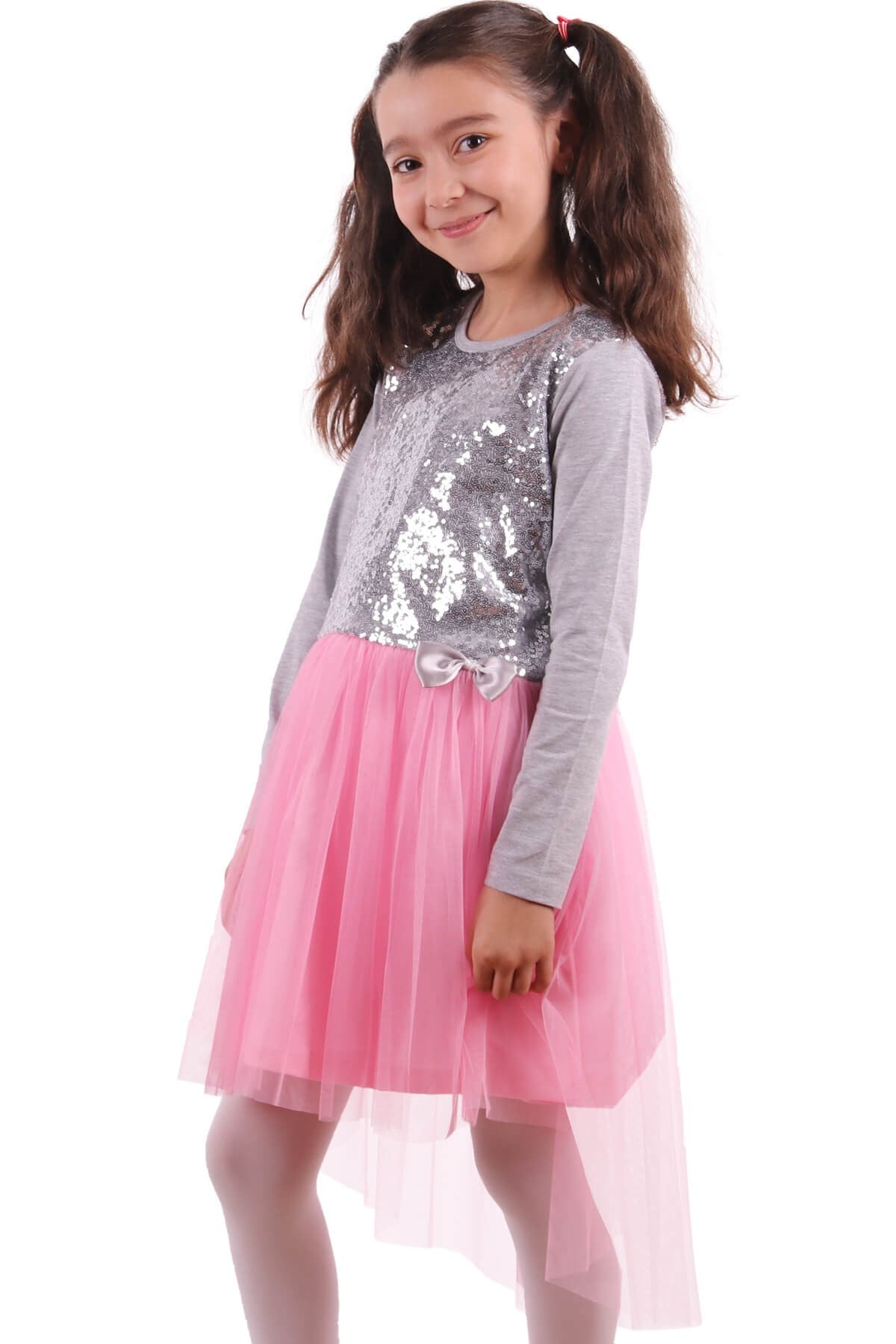 Kız Çocuk Elbise Pullu Pembe (5-10 Yaş) BREEZE