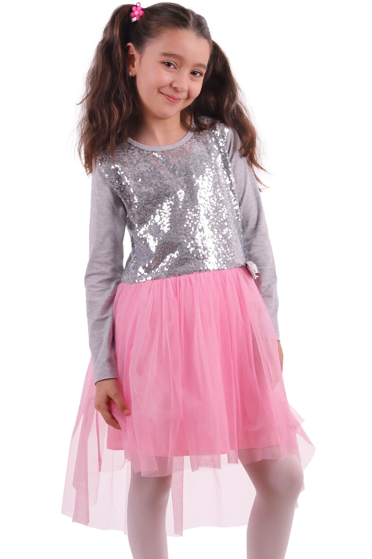 Kız Çocuk Elbise Pullu Pembe (5-10 Yaş) BREEZE