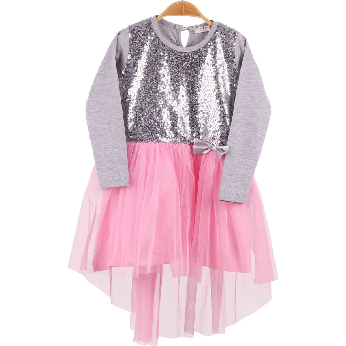 Kız Çocuk Elbise Pullu Pembe (5-10 Yaş) BREEZE