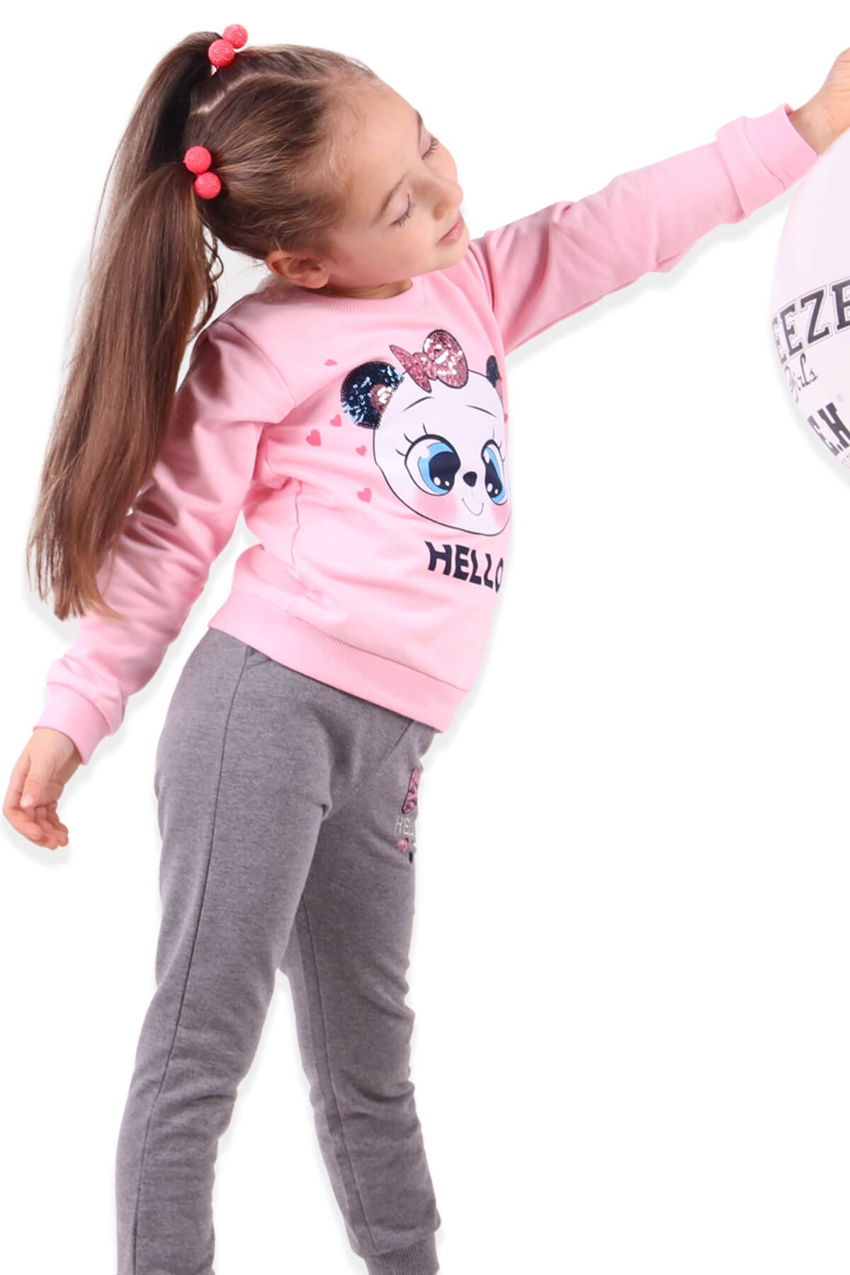Kız Çocuk Eşofman Takımı Pul İşlemeli Pudra Pembe (1.5-5 Yaş) BREEZE