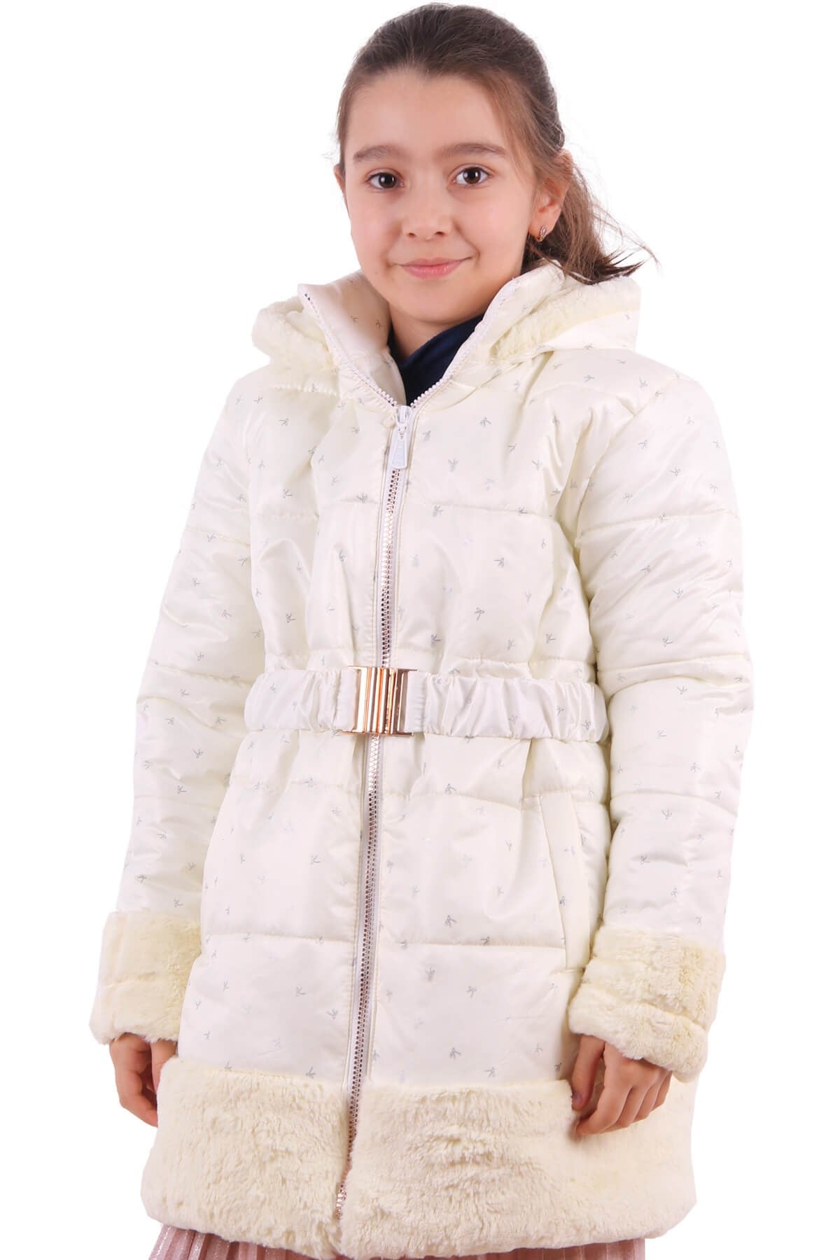 Kız Çocuk Mont Peluşlu Krem (7-10 Yaş) BREEZE