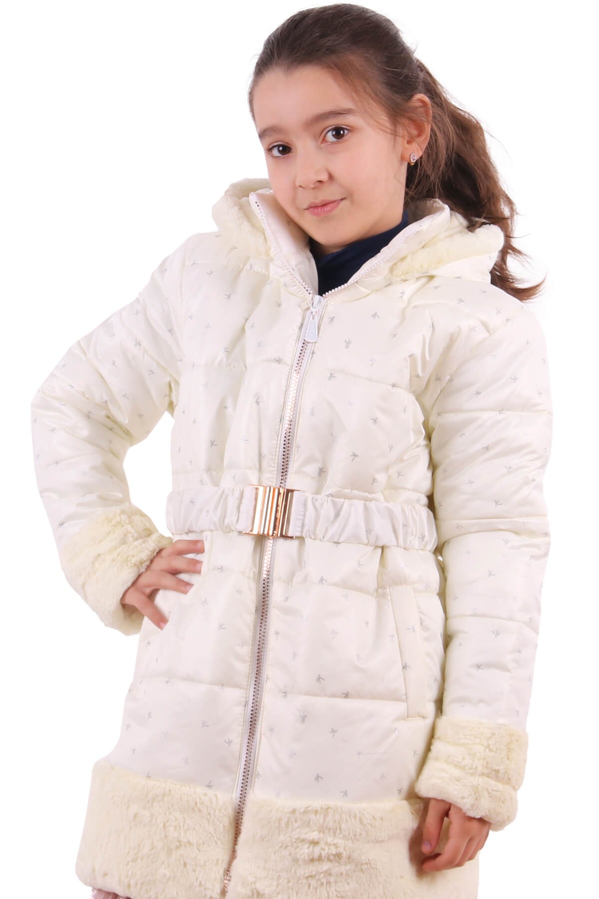 Kız Çocuk Mont Peluşlu Krem (7-10 Yaş) BREEZE