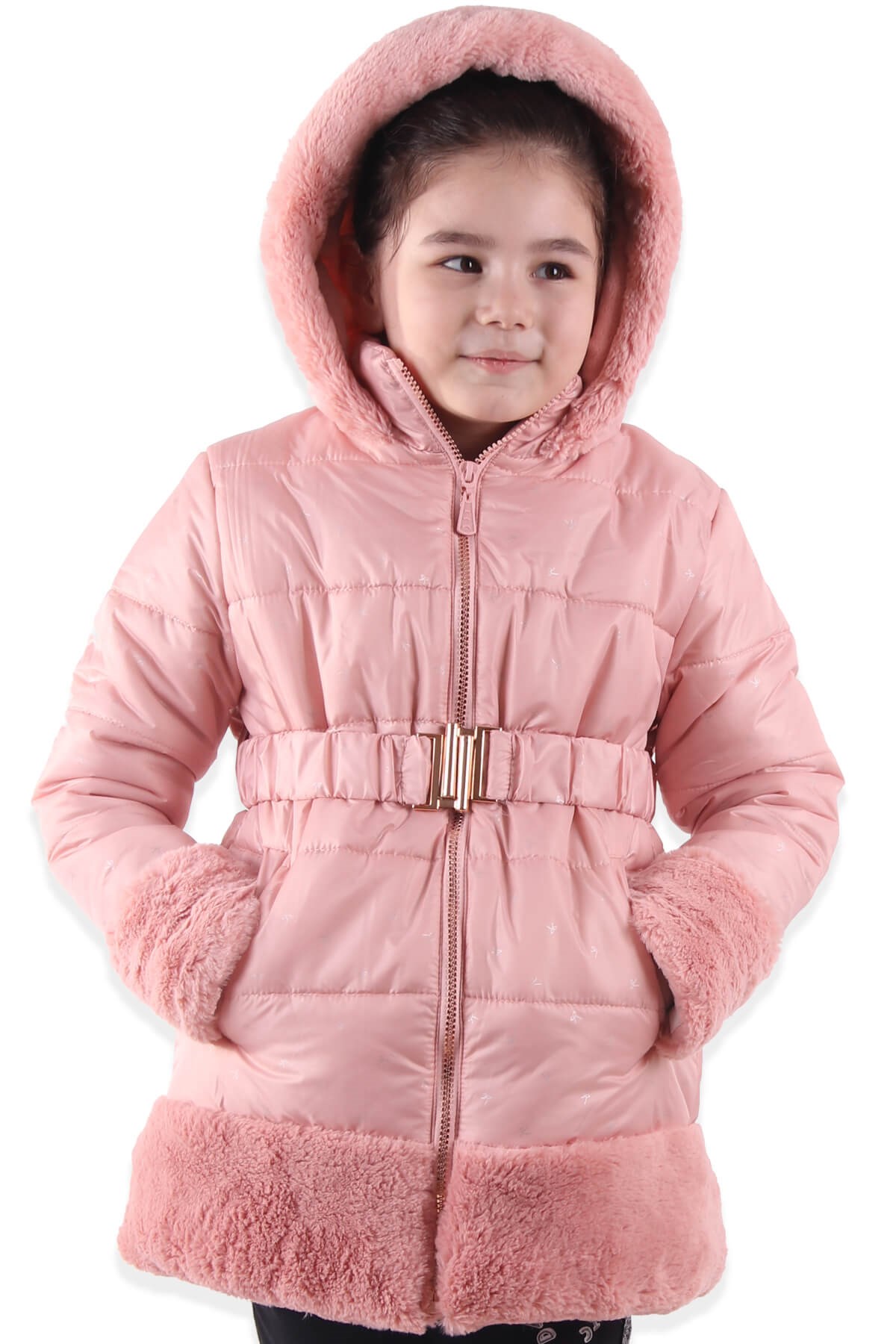Kız Çocuk Mont Peluşlu Pembe (3-10 Yaş) BREEZE
