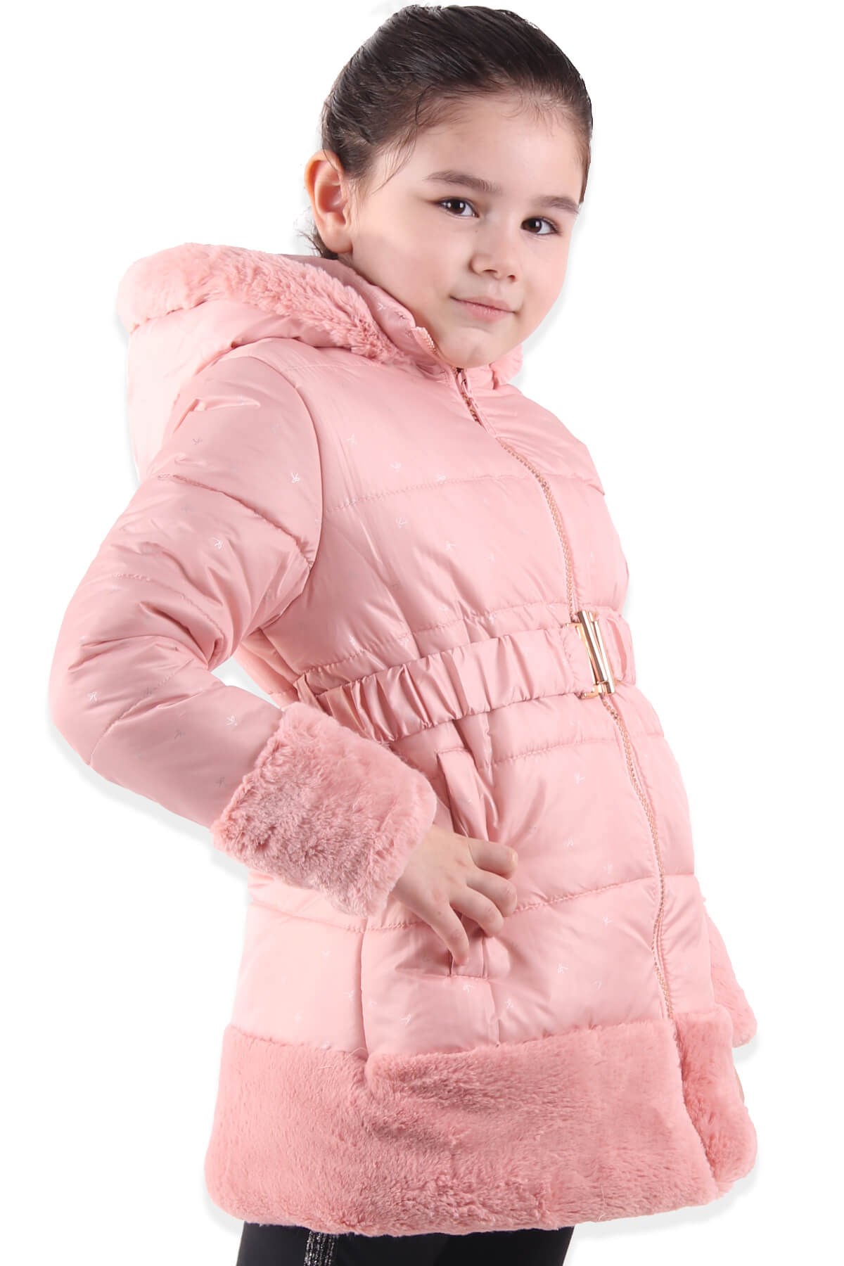 Kız Çocuk Mont Peluşlu Pembe (3-10 Yaş) BREEZE