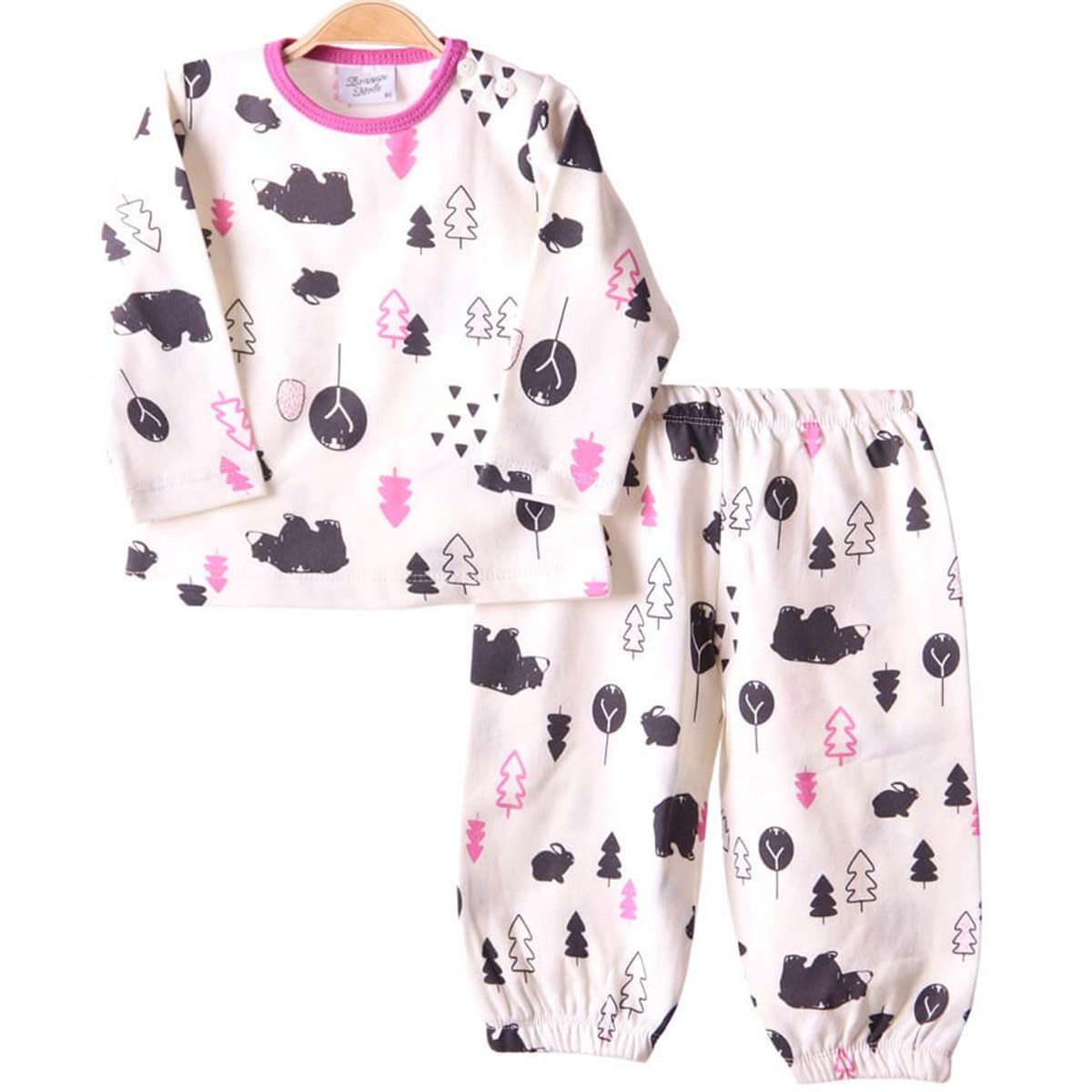 Kız Çocuk Pijama Takımı Ayıcıklı Krem (1-4 Yaş) BREEZE