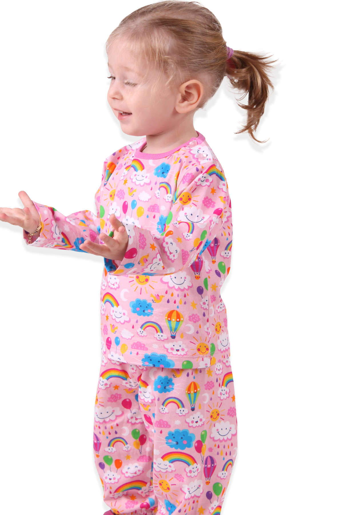 Kız Çocuk Pijama Takımı Bulutlu Pembe (1-4 Yaş) BREEZE
