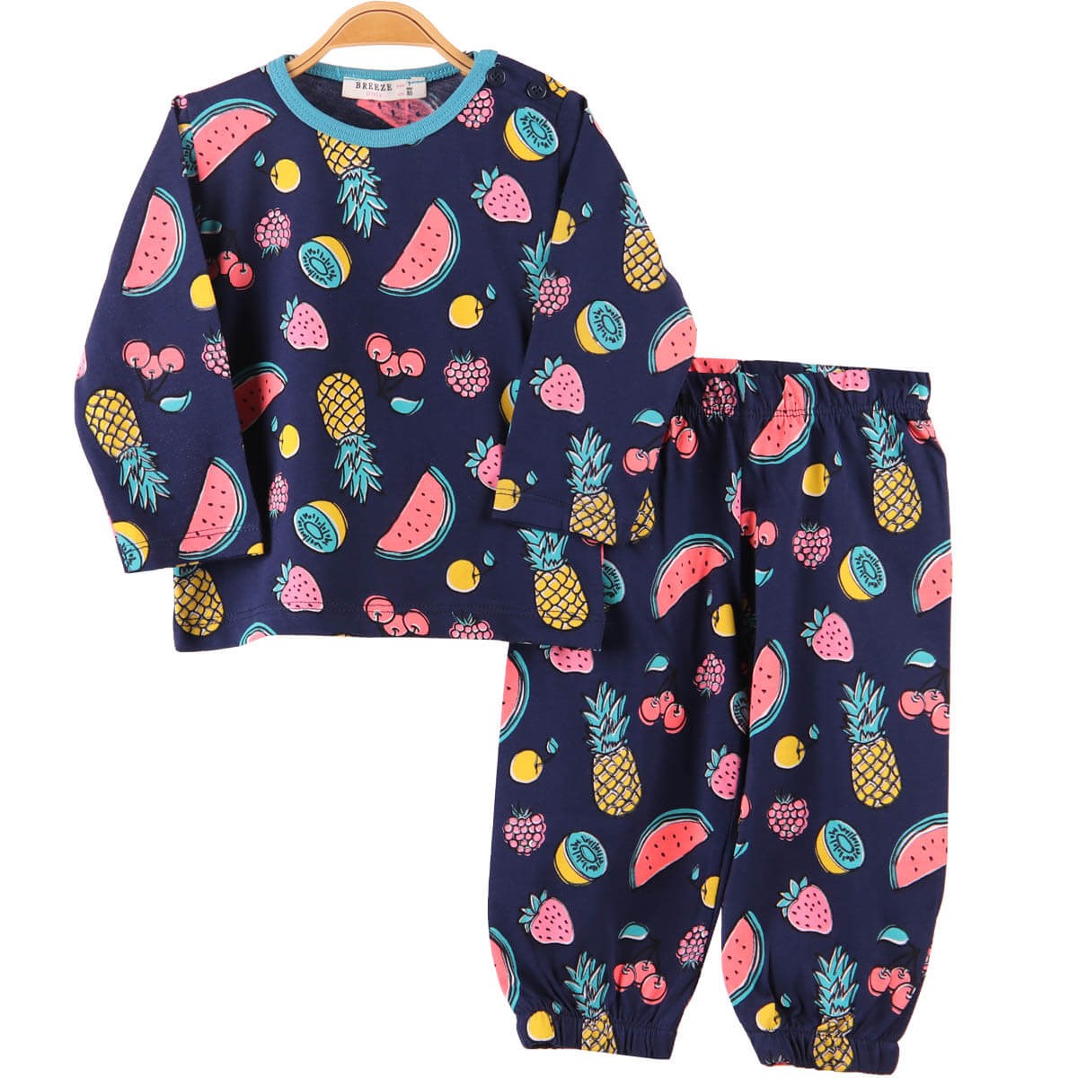 Kız Çocuk Pijama Takımı Meyveli Lacivert (1-4 Yaş) BREEZE