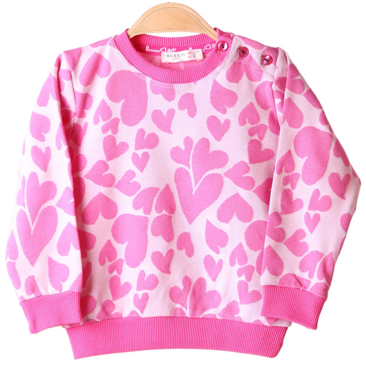 Kız Çocuk Sweat Desenli Pembe (1,5-5 Yaş) BREEZE