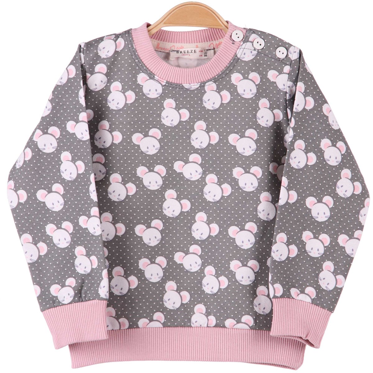 Kız Çocuk Sweat Gri-Pembe (1,5-5 Yaş) BREEZE