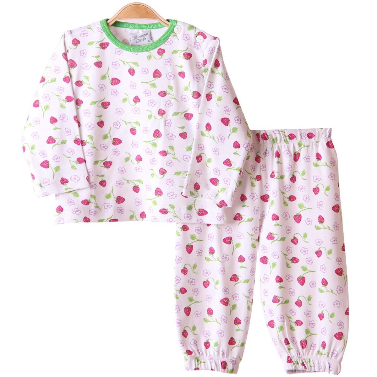 Kız Pijama Takımı Çilekli Ekru-Kırmızı(1-4 Yaş) BREEZE