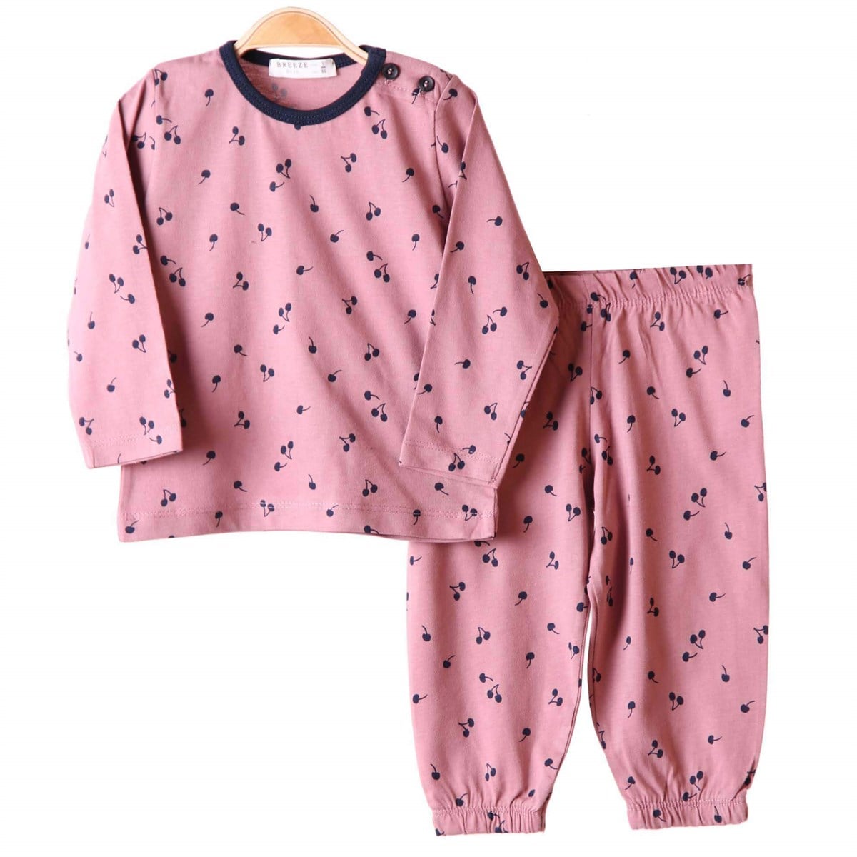 Kız Pijama Takımı Kirazlı Gülkurusu (1-4 Yaş) BREEZE