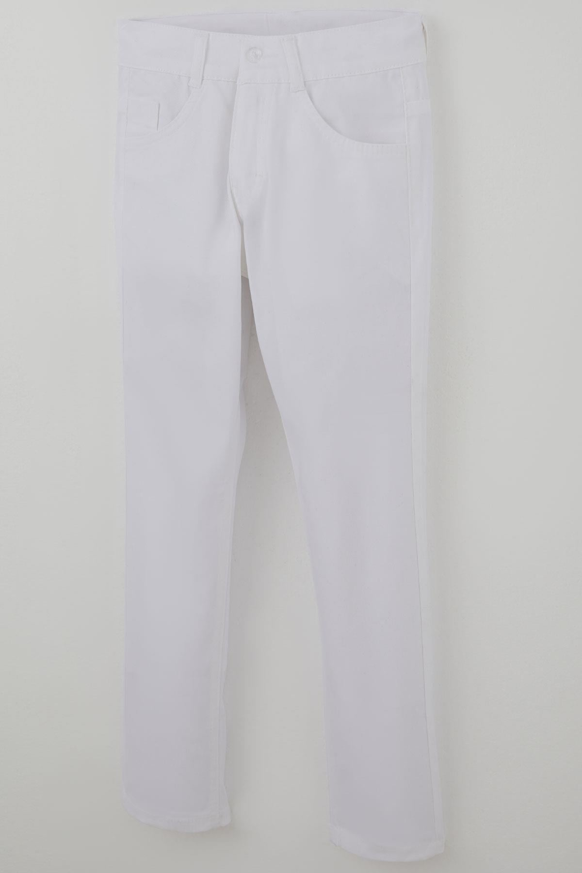 Konsept Erkek Çocuk Gabardin Pantolon Düğmeli Fermuarlı Ekru (5-9 Yaş)