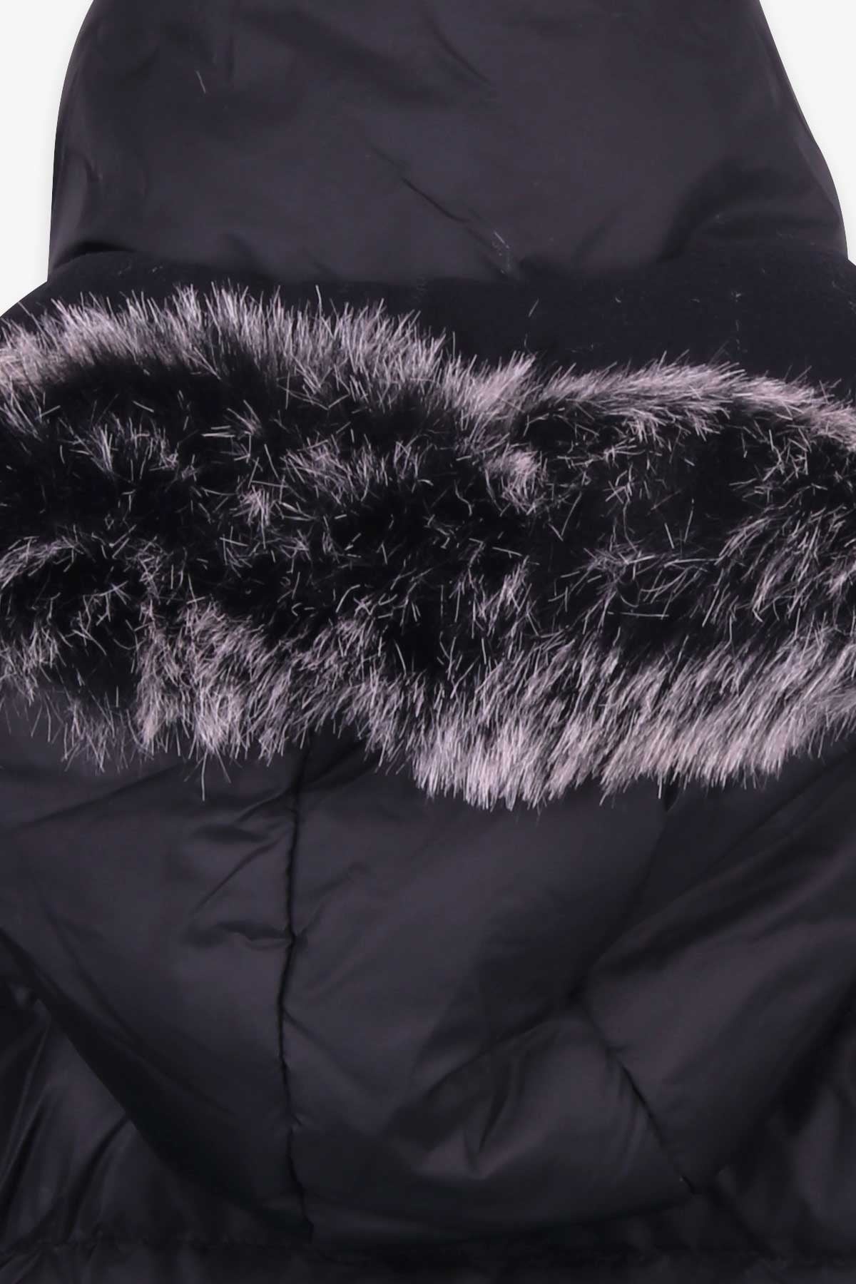 KURT TEKSTİL Kız Çocuk Mont Kapüşonlu Parka Siyah (11-14 Yaş)