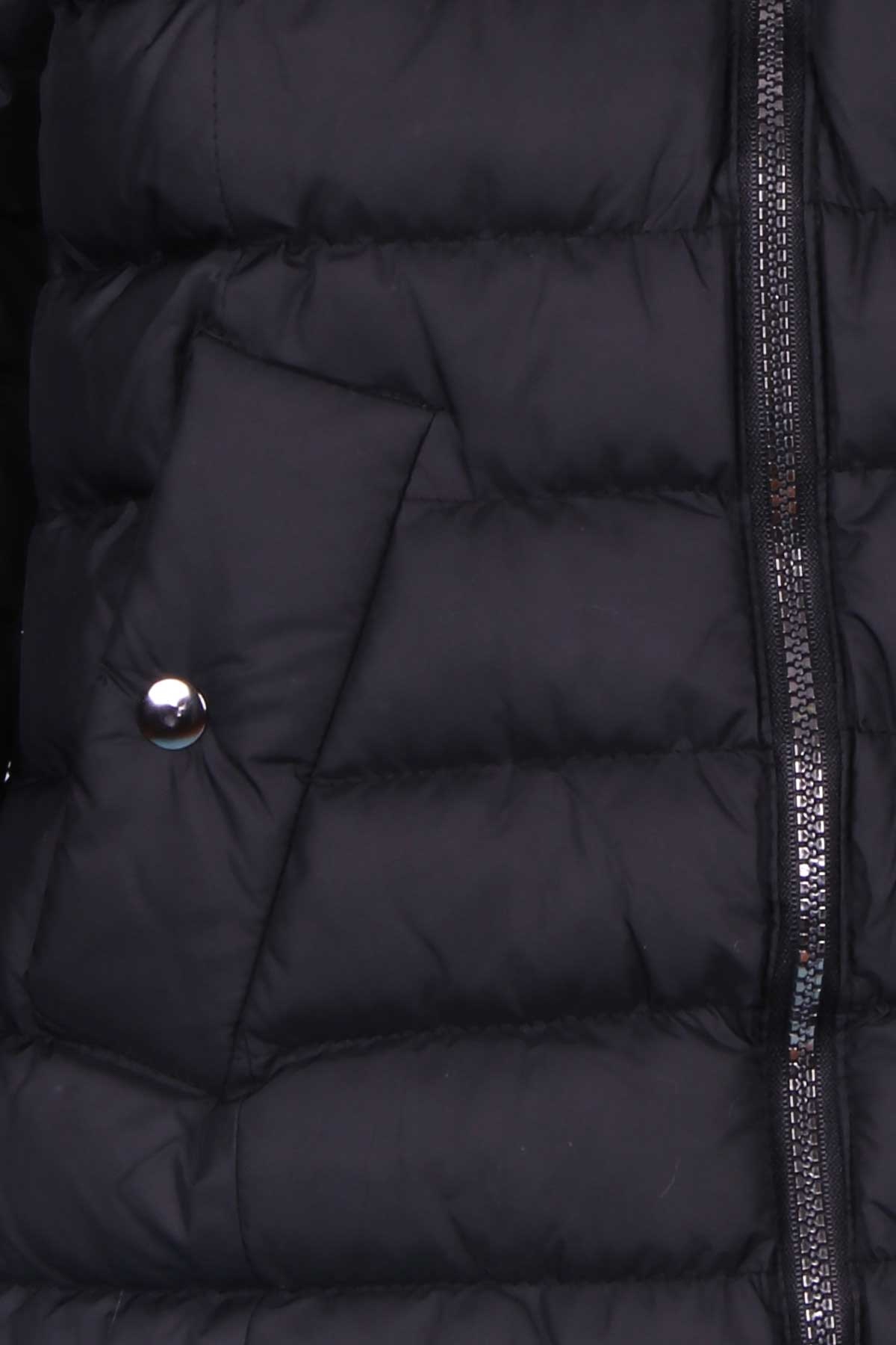 KURT TEKSTİL Kız Çocuk Mont Kapüşonlu Parka Siyah (11-14 Yaş)