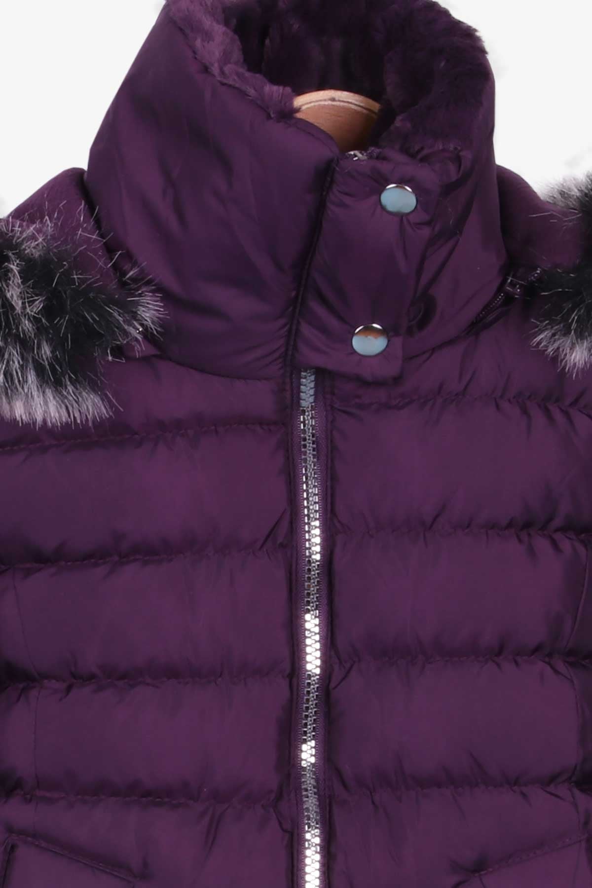 KURT TEKSTİL Kız Çocuk Mont Kapüşonlu Parka Mürdüm (11-14 Yaş)