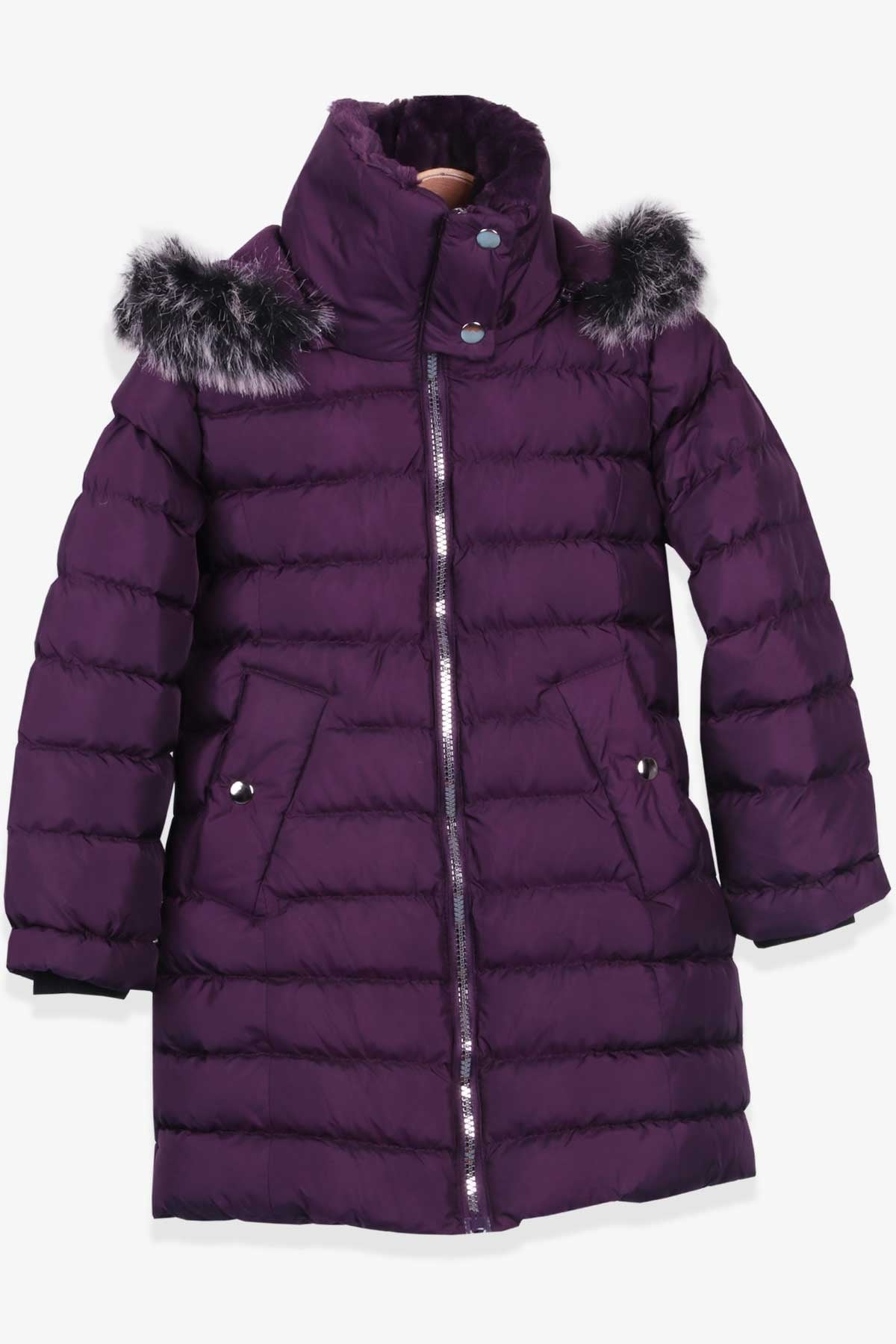 KURT TEKSTİL Kız Çocuk Mont Kapüşonlu Parka Mürdüm (11-14 Yaş)