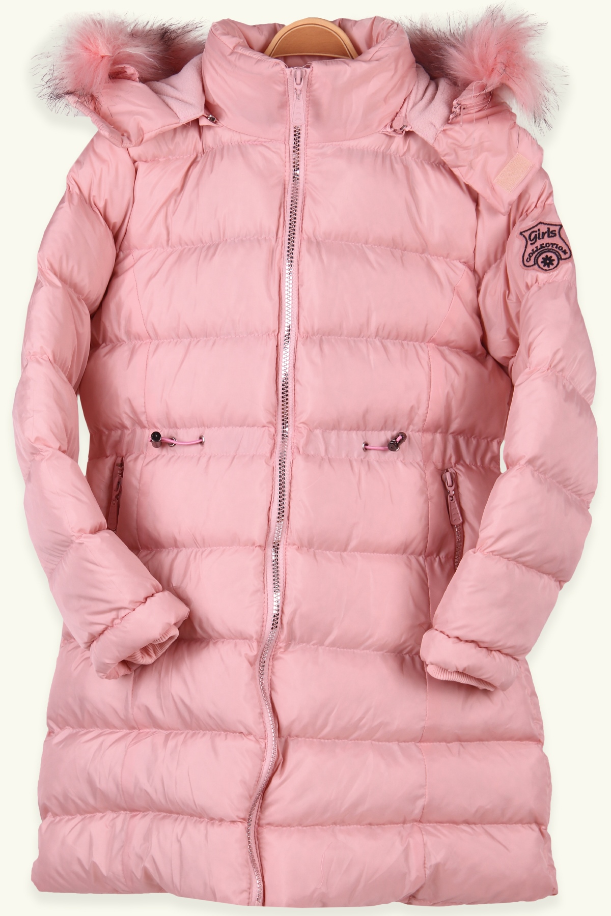 KURT TEKSTİL Kız Çocuk Mont Kapüşonlu Parka Pudra (11-14 Yaş)
