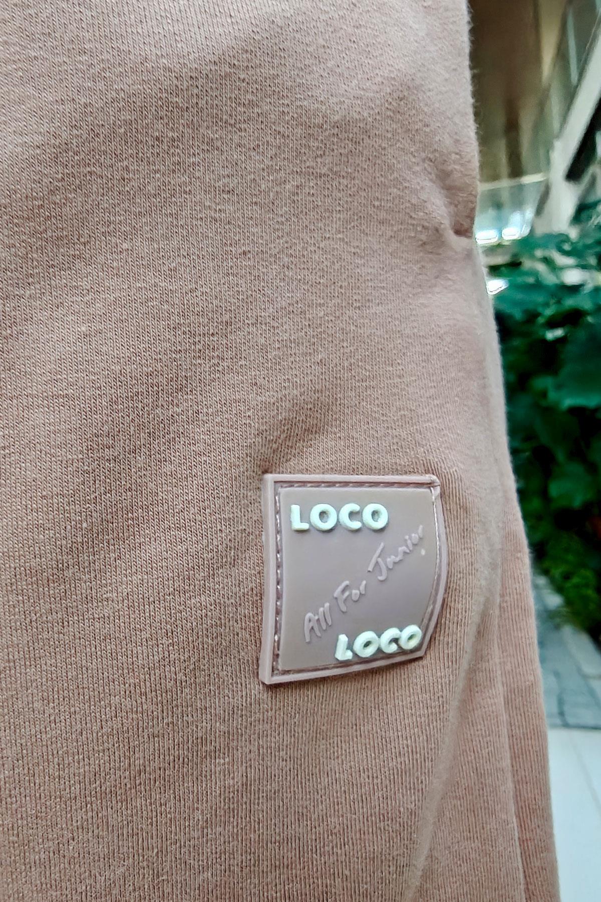 Locoloco Kız Çocuk Eşofman Altı Boxer Detaylı Bağcıklı Armalı Kahverengi (9-14 Yaş)