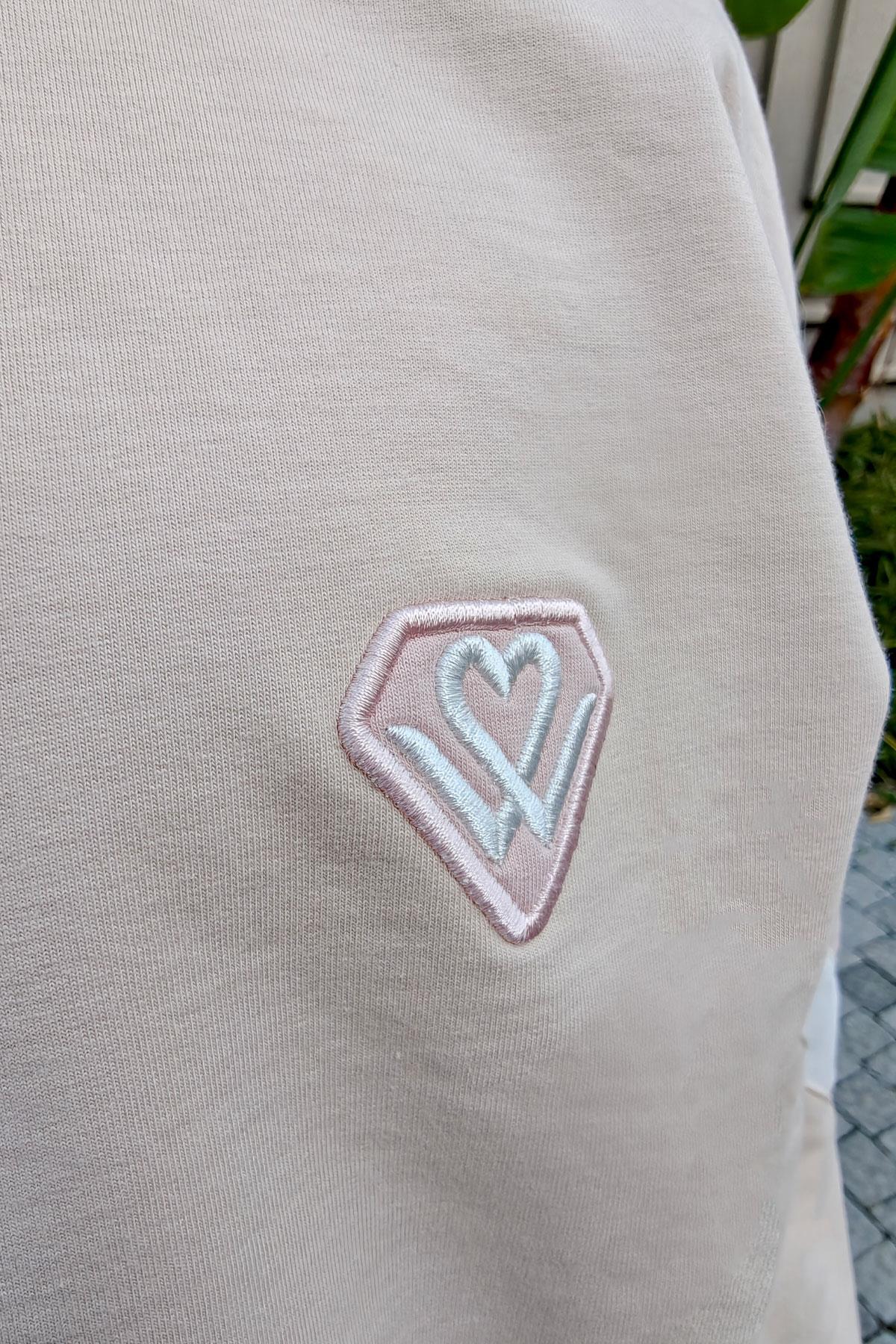 Locoloco Kız Çocuk Eşofman Takımı Armalı Kargo Cepli Beli Paçası Lastikli Krem (9-14 Yaş)