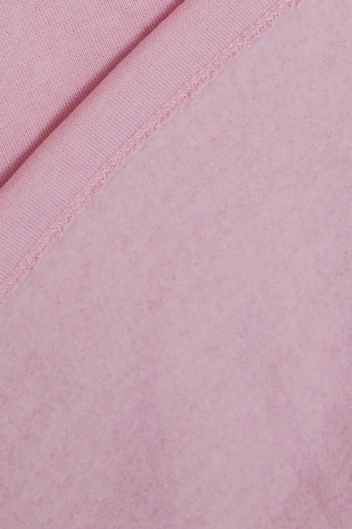 LOCOLOCO Kız Sweat Elbise Kolları Triko Kapüşonlu Yazı Nakışlı Pembe (9-13 Yaş)