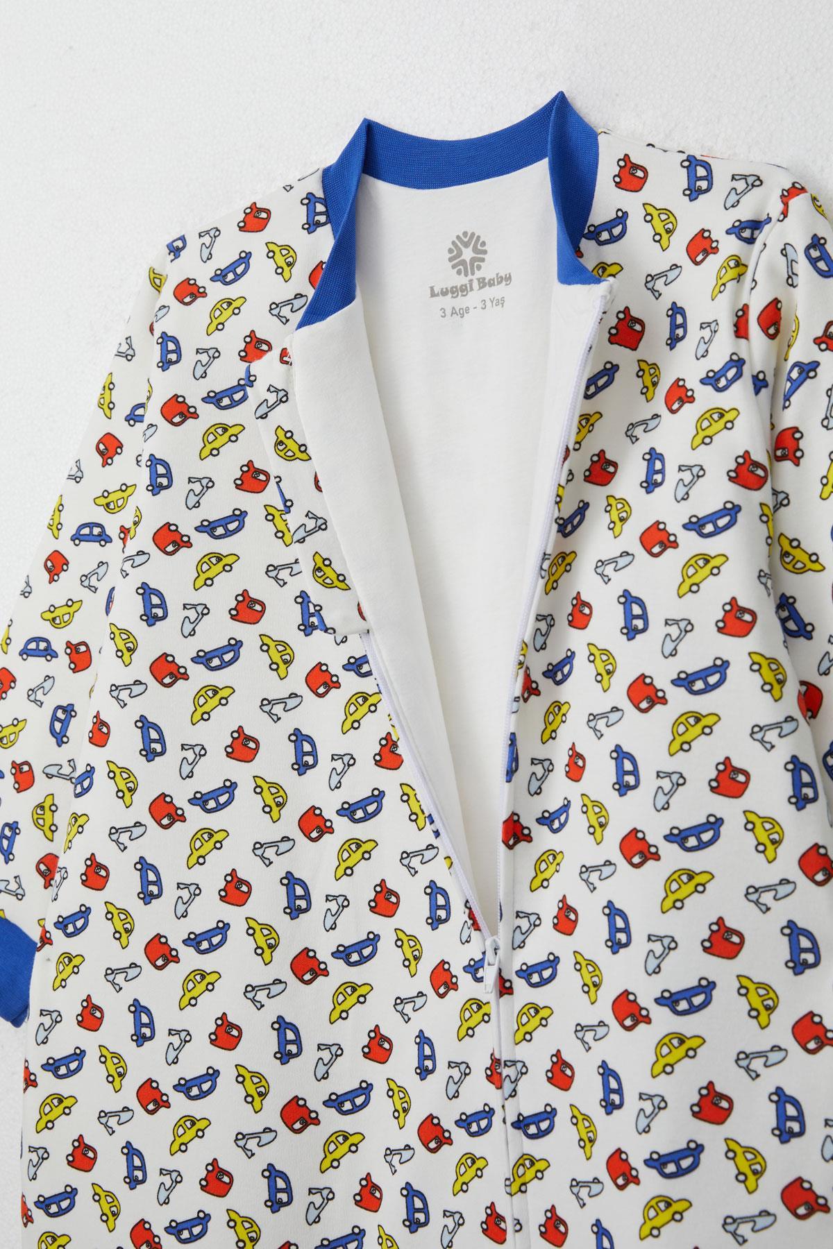Luggi Baby Erkek Çocuk Uyku Tulumu Renkli Araba Baskılı Beyaz (1-6 Yaş)